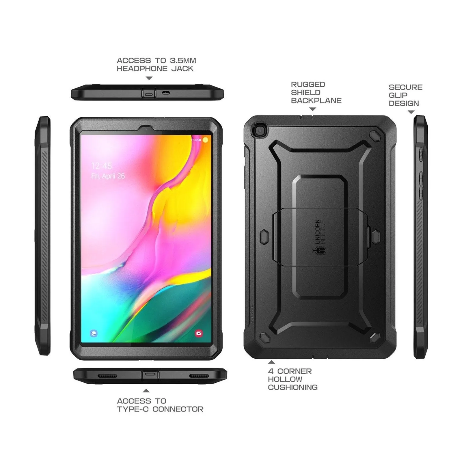 Best-Selling Galaxy Tab A 10.1 inch (2019) Unicorn Beetle Pro Full-Body Case-Black  Limited Stock!