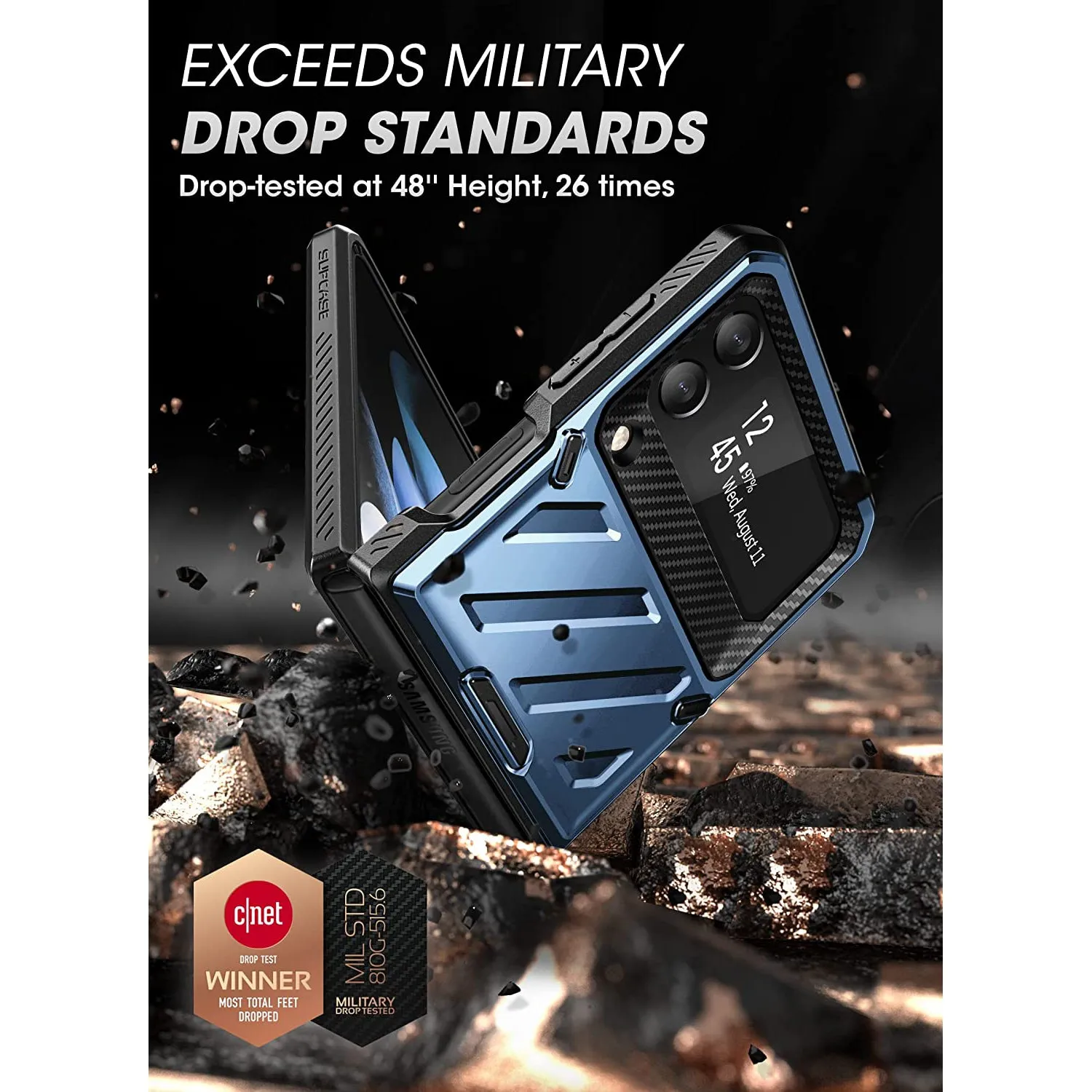 Best-Selling Galaxy Z Flip4 Unicorn Beetle PRO Rugged Case with Belt Clip-Metallic Blue  Limited Release!