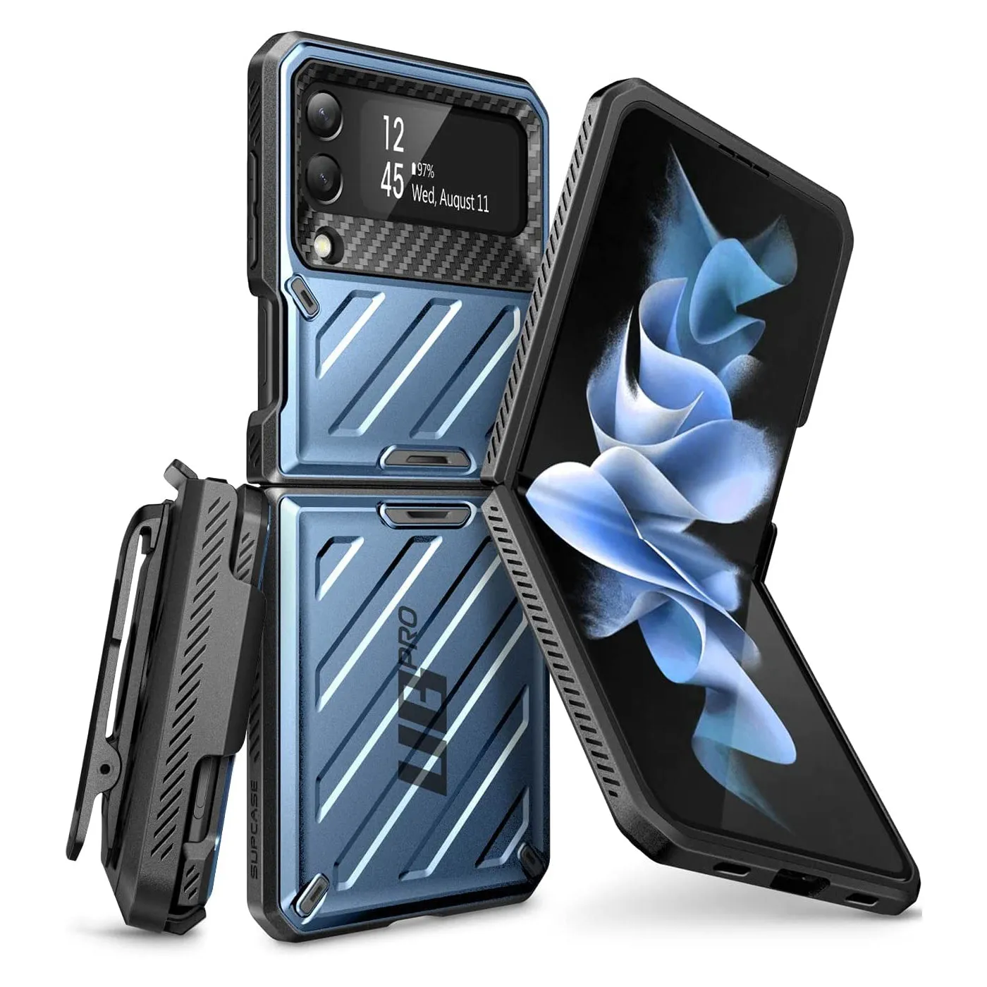 Best-Selling Galaxy Z Flip4 Unicorn Beetle PRO Rugged Case with Belt Clip-Metallic Blue  Limited Release!