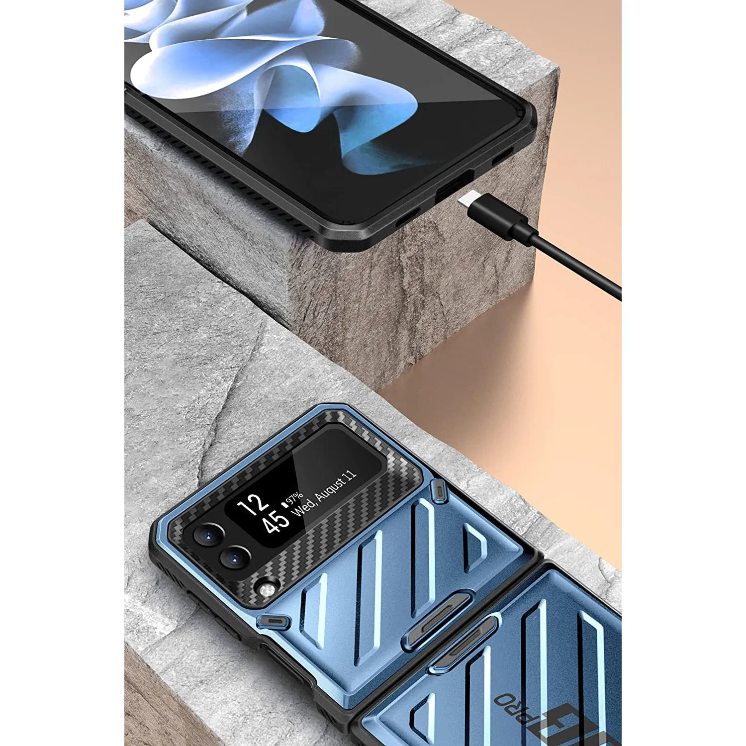 Best-Selling Galaxy Z Flip4 Unicorn Beetle PRO Rugged Case with Belt Clip-Metallic Blue  Limited Release!