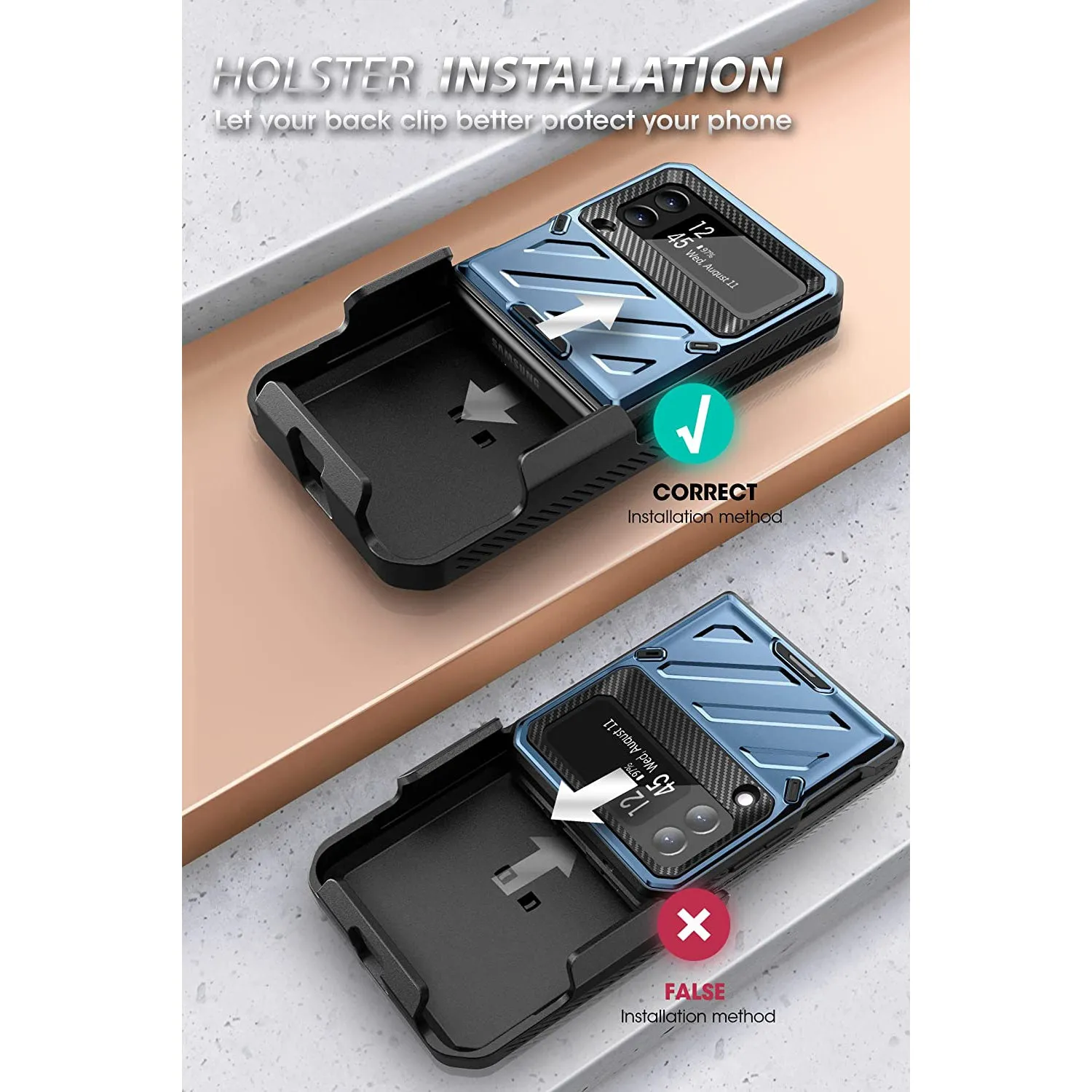 Best-Selling Galaxy Z Flip4 Unicorn Beetle PRO Rugged Case with Belt Clip-Metallic Blue  Limited Release!