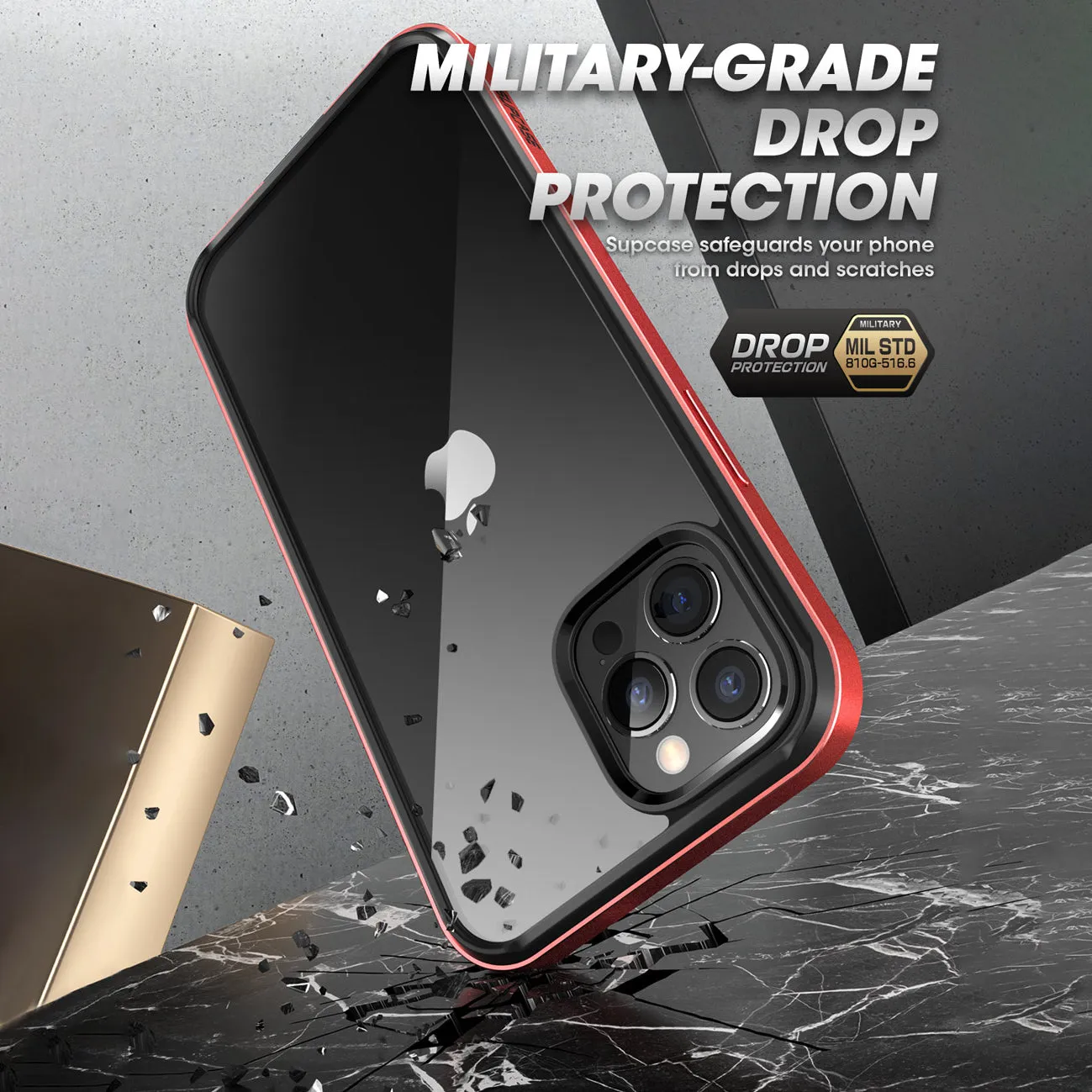 Best-Selling iPhone 12 Pro 6.1 inch Unicorn Beetle Edge Clear Bumper Case-Metallic Red  Almost Gone!