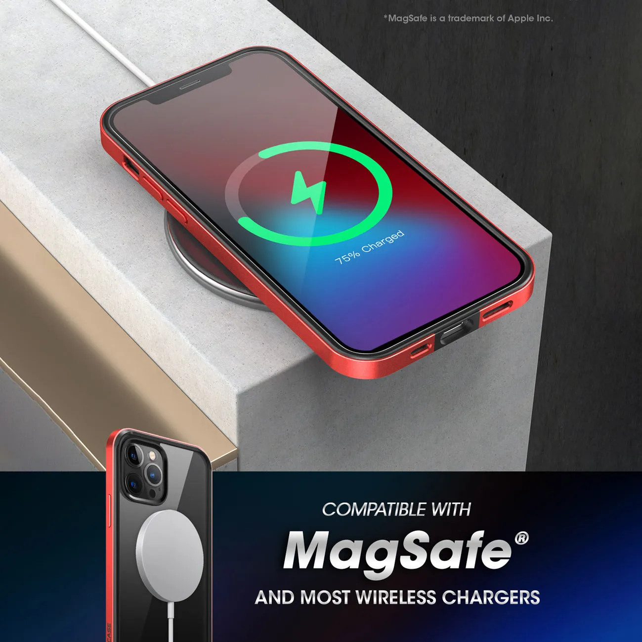 Best-Selling iPhone 12 Pro 6.1 inch Unicorn Beetle Edge Clear Bumper Case-Metallic Red  Almost Gone!