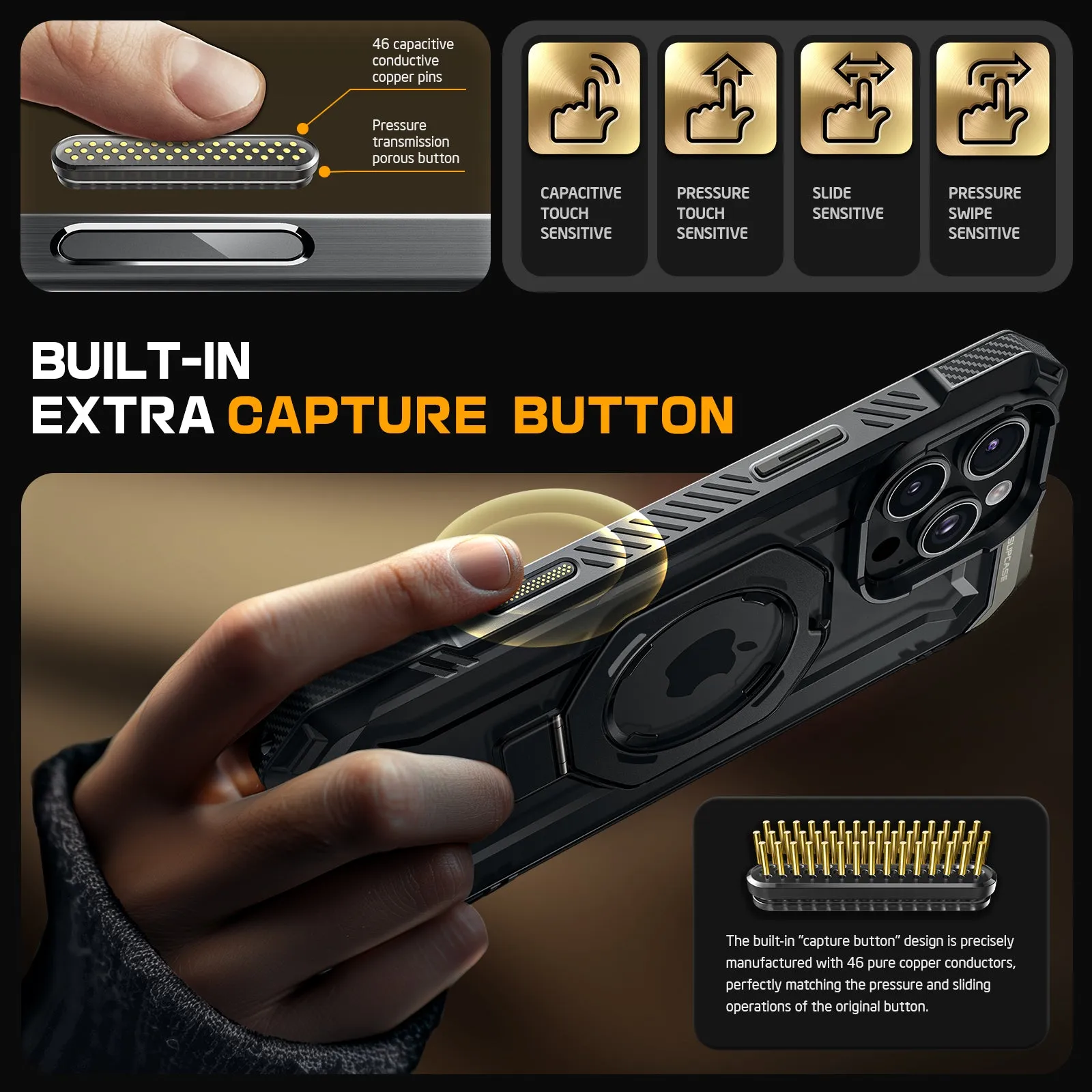 Best-Selling iPhone 16 Pro 6.3 inch UB Grip MagSafe Camera Control Button Phone Case-Black  Ends Soon!