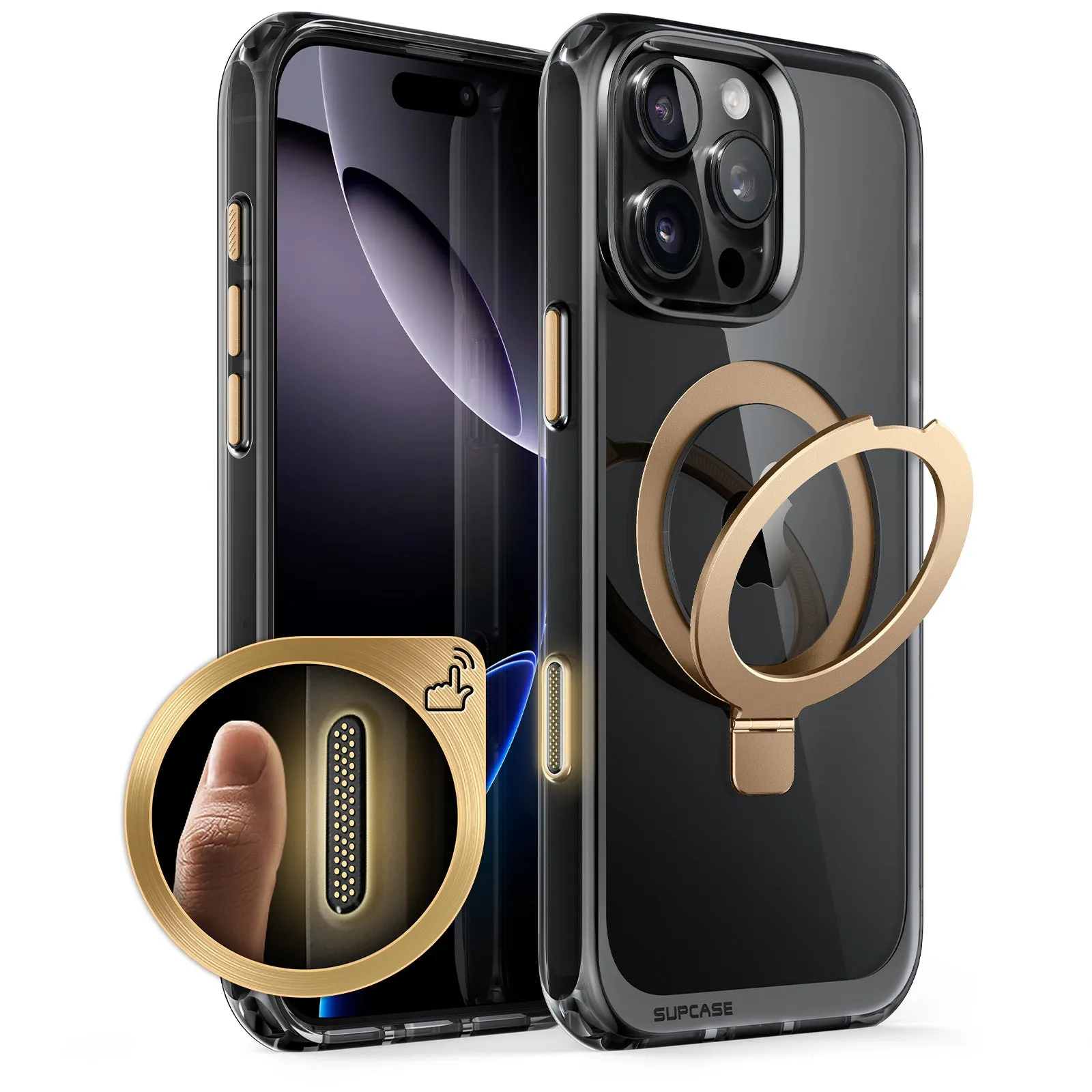 Best-Selling iPhone 16 Pro 6.3 inch Unicorn Beetle MAG Stand Slim Clear MagSafe Camera Control Button Case-Gold  Today Only!