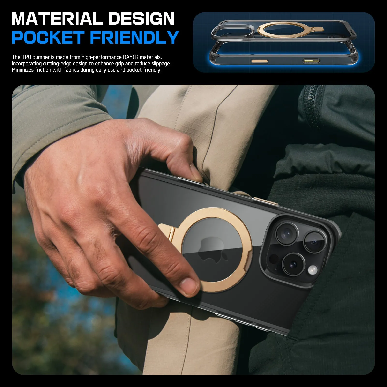Best-Selling iPhone 16 Pro 6.3 inch Unicorn Beetle MAG Stand Slim Clear MagSafe Camera Control Button Case-Gold  Today Only!