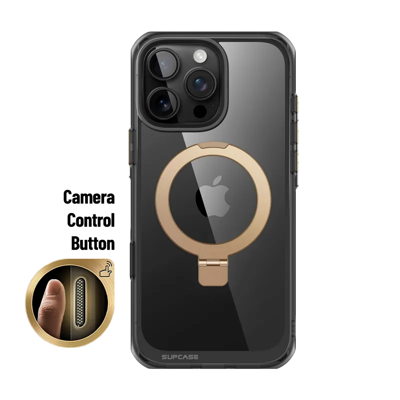Best-Selling iPhone 16 Pro 6.3 inch Unicorn Beetle MAG Stand Slim Clear MagSafe Camera Control Button Case-Gold  Today Only!