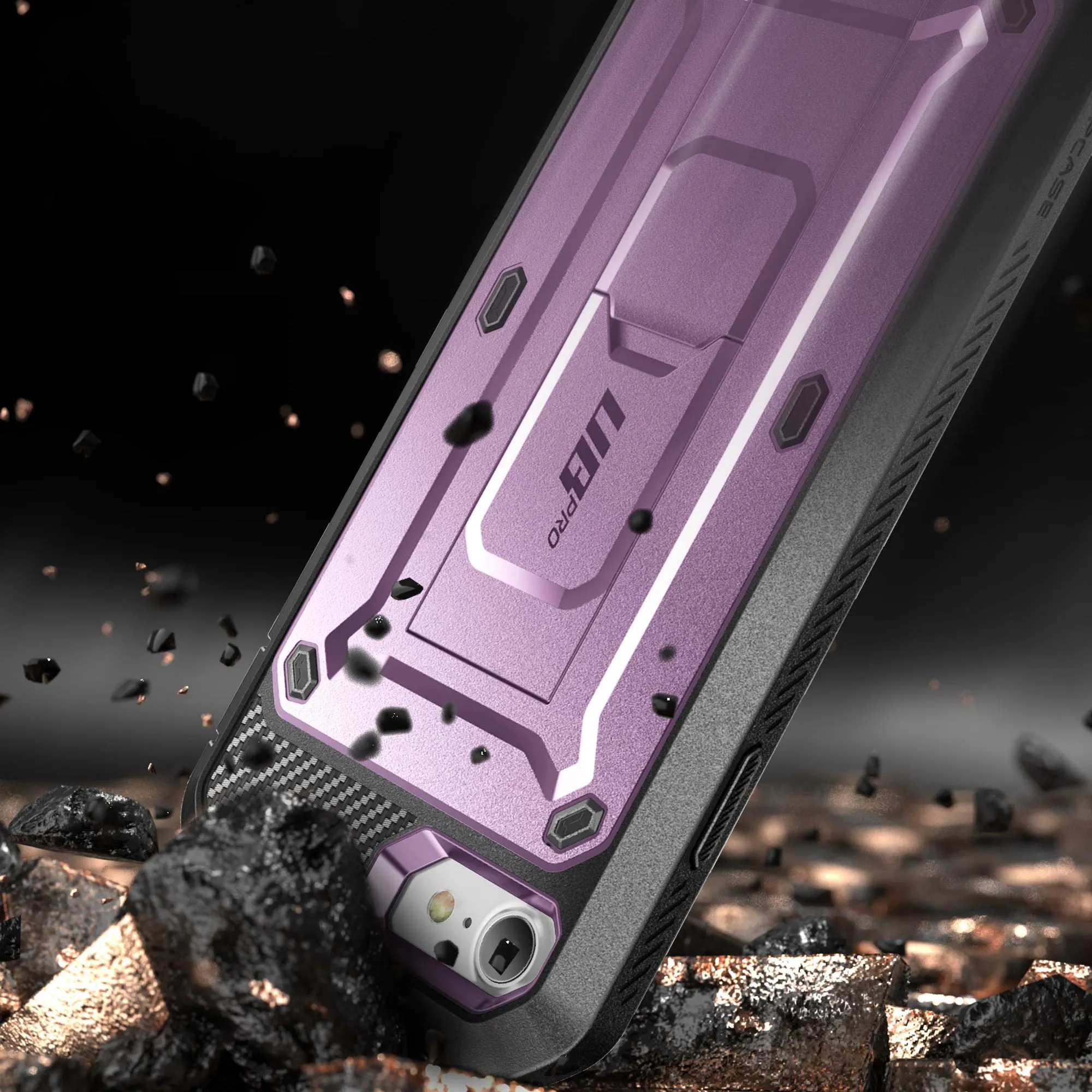 Best-Selling iPhone SE Unicorn Beetle Pro Full-Body Case with Kickstand-Metallic Purple  Ends Soon!