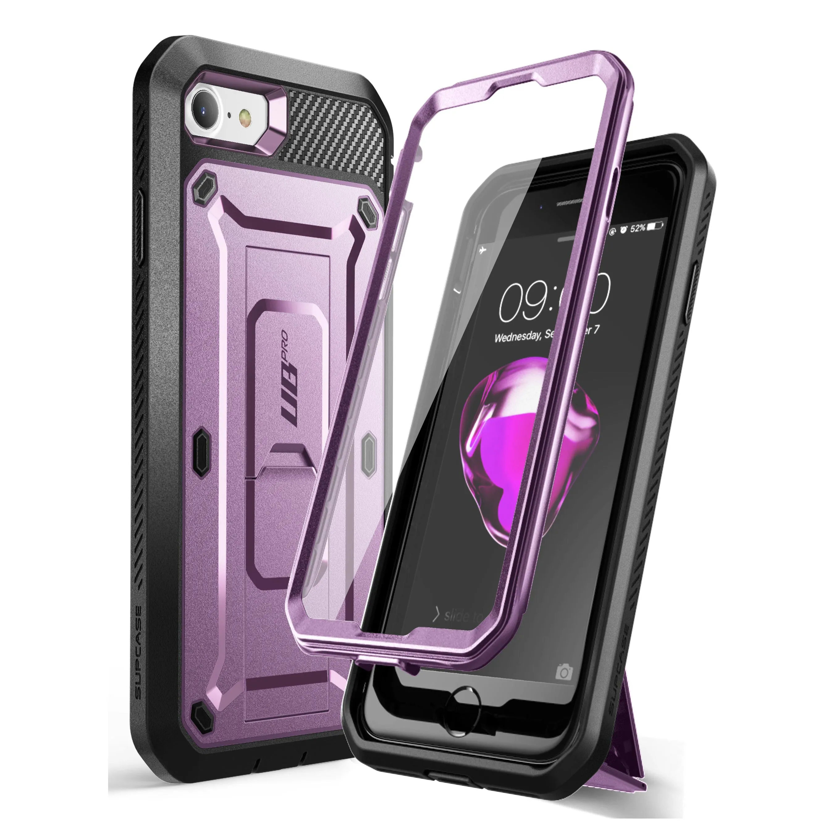 Best-Selling iPhone SE Unicorn Beetle Pro Full-Body Case with Kickstand-Metallic Purple  Ends Soon!