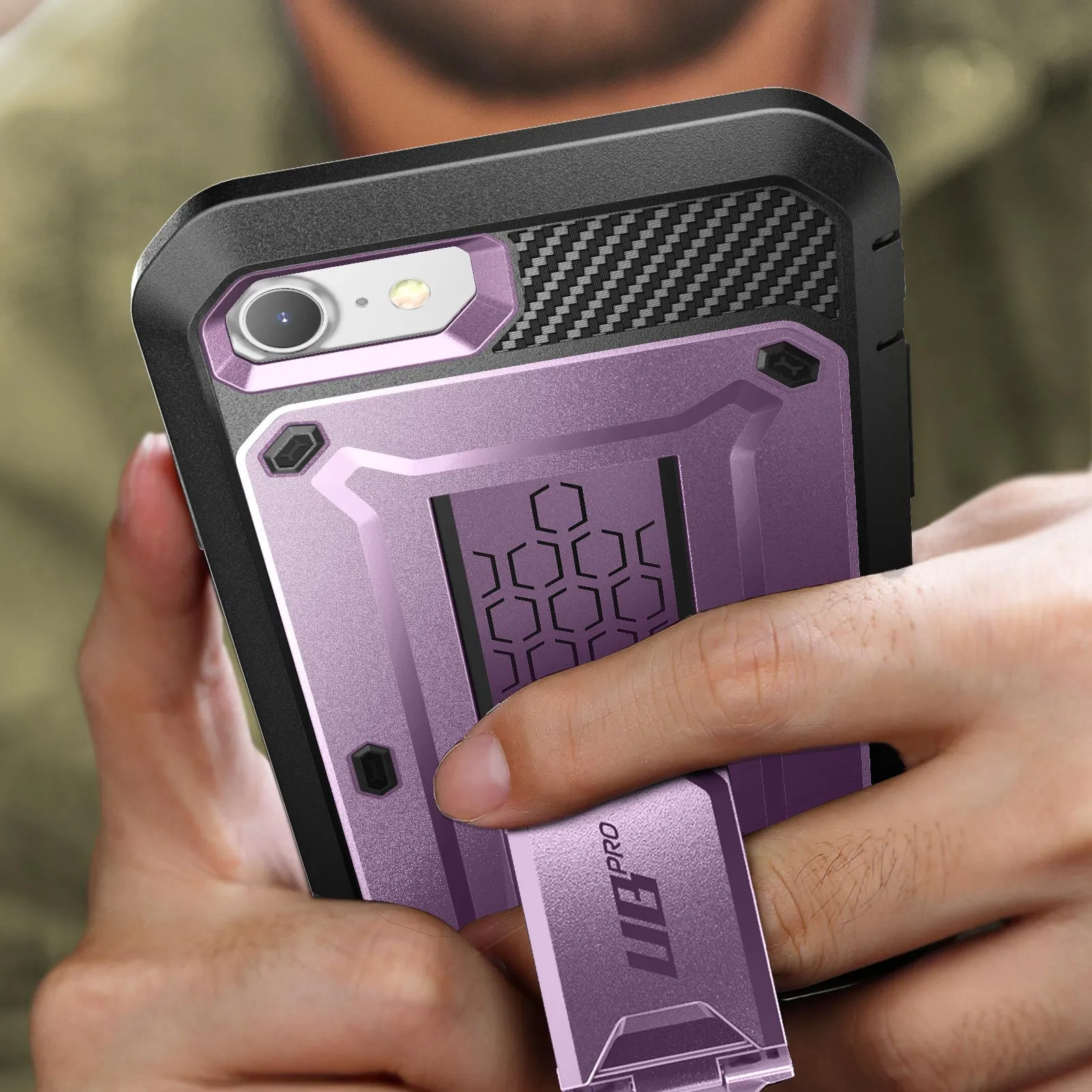 Best-Selling iPhone SE Unicorn Beetle Pro Full-Body Case with Kickstand-Metallic Purple  Ends Soon!