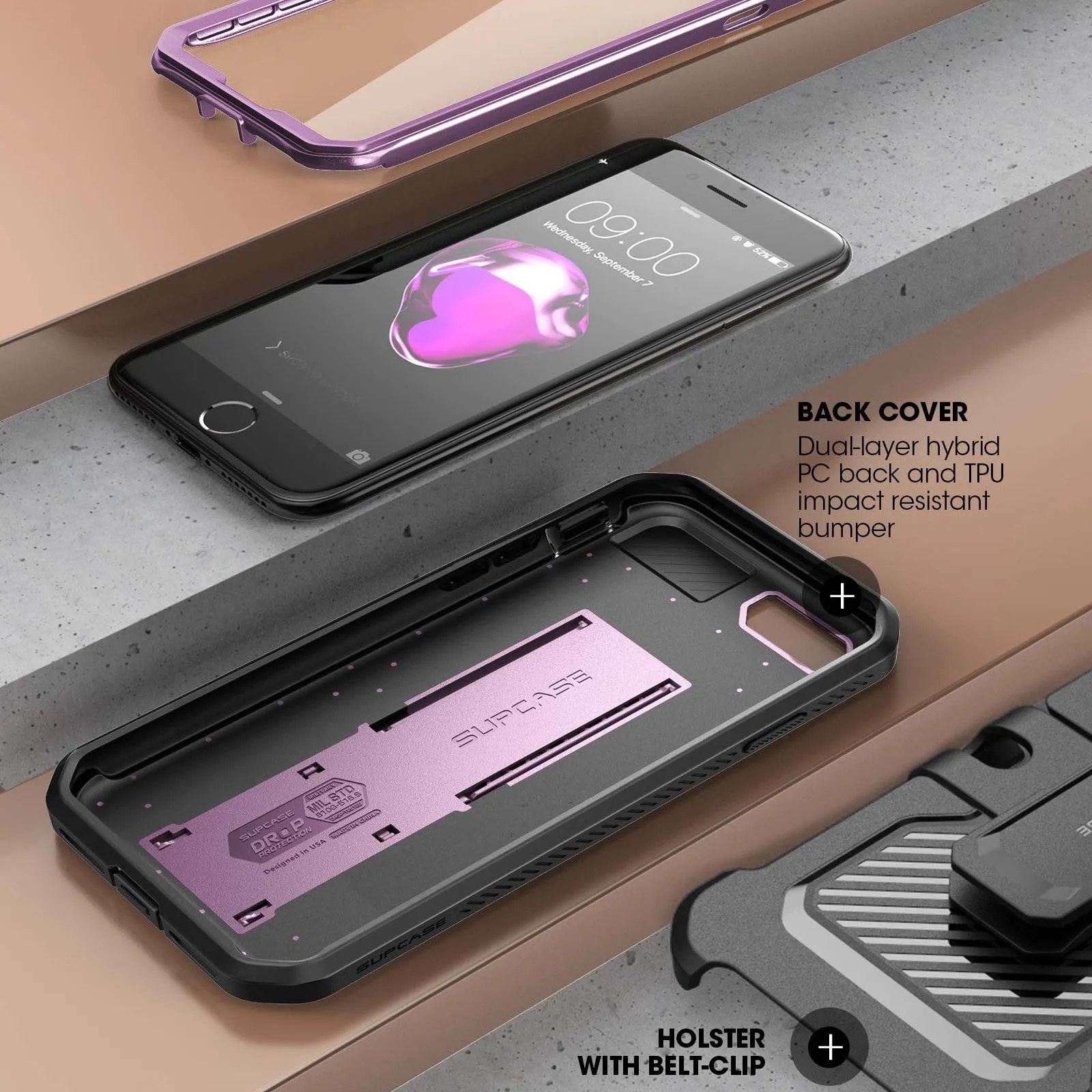 Best-Selling iPhone SE Unicorn Beetle Pro Full-Body Case with Kickstand-Metallic Purple  Ends Soon!
