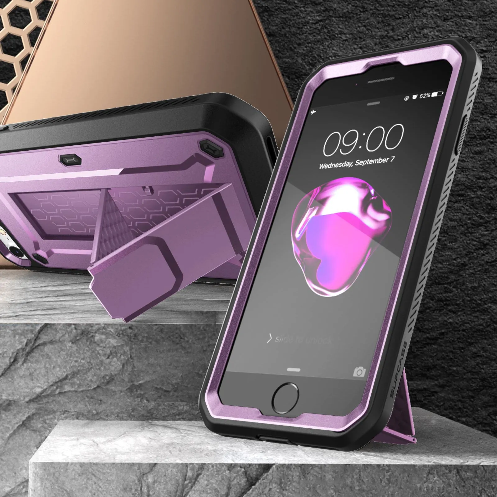 Best-Selling iPhone SE Unicorn Beetle Pro Full-Body Case with Kickstand-Metallic Purple  Ends Soon!