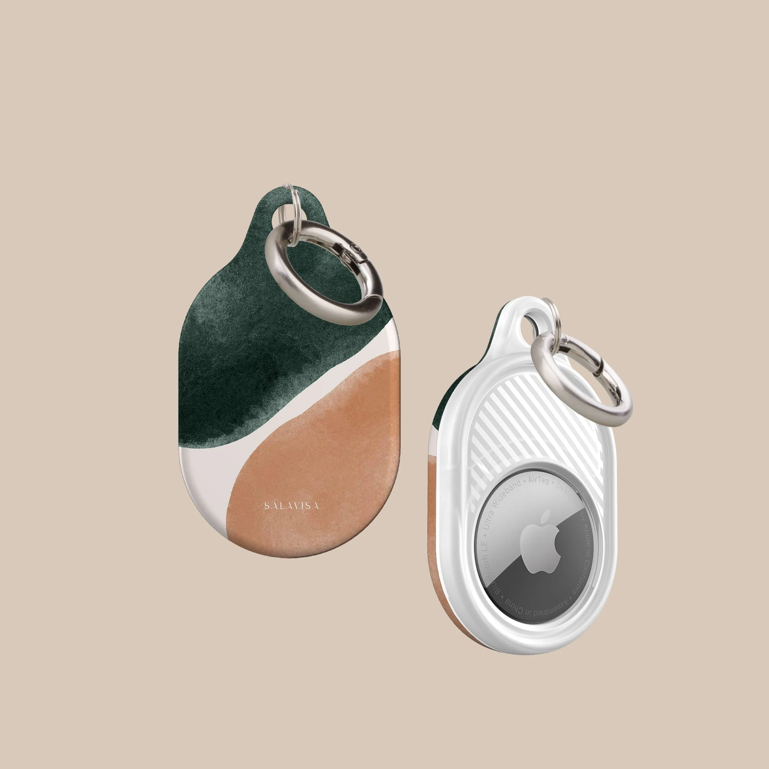 Best-Selling Peach & Forest Green Luxe Shapes AirTag Holder  Almost Sold Out!