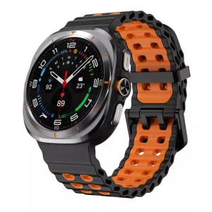 Best-Selling Samsung Galaxy Watch Ultra Wave Silicone Strap (Black/Orange)  Limited Availability!
