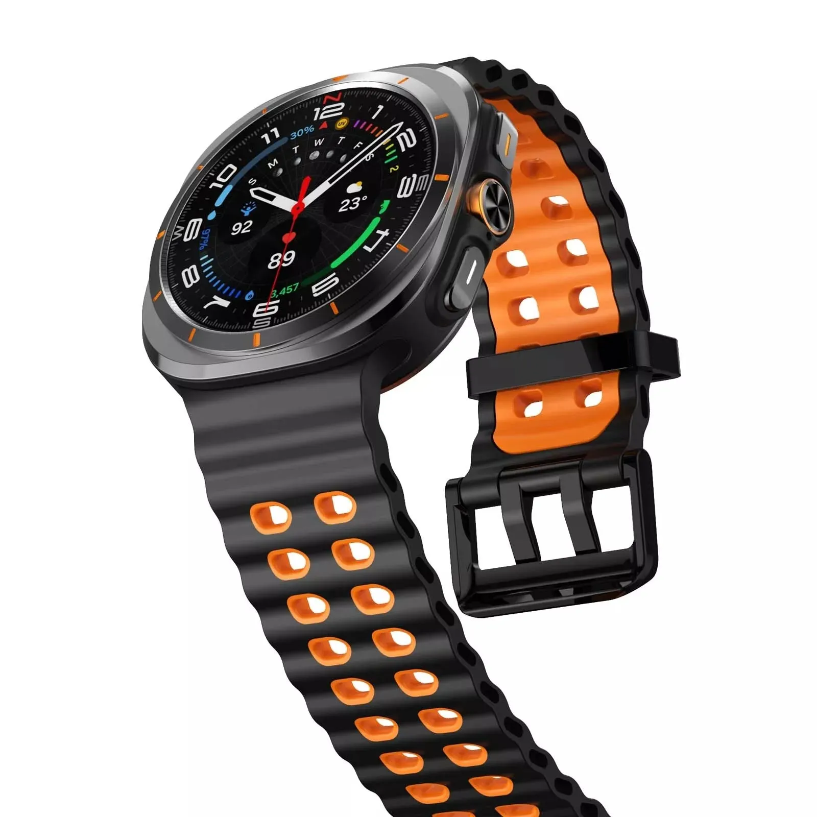 Best-Selling Samsung Galaxy Watch Ultra Wave Silicone Strap (Black/Orange)  Limited Availability!