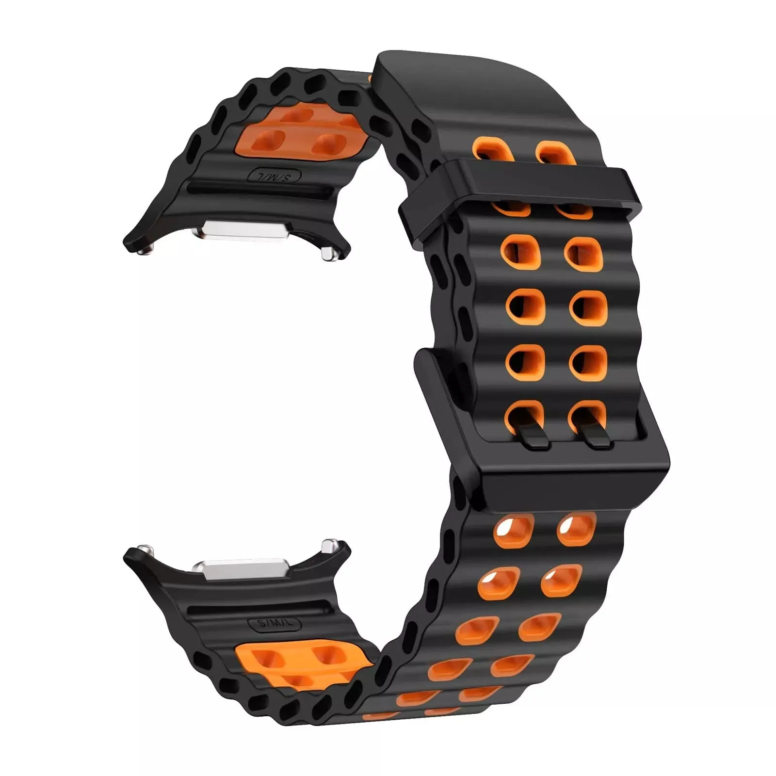 Best-Selling Samsung Galaxy Watch Ultra Wave Silicone Strap (Black/Orange)  Limited Availability!