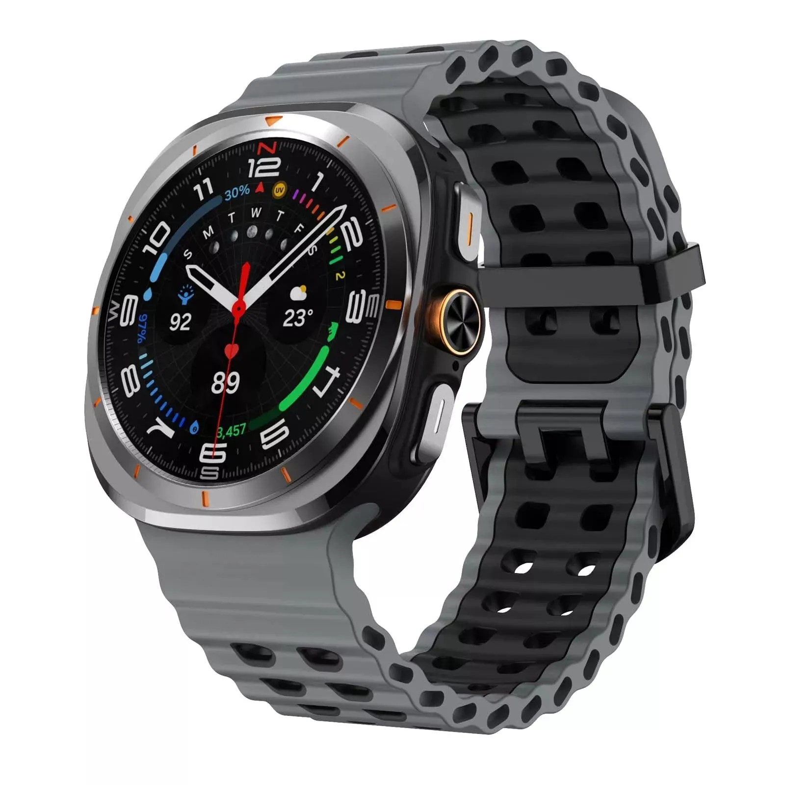 Best-Selling Samsung Galaxy Watch Ultra Wave Silicone Strap (Gray/Black)  Going Fast!