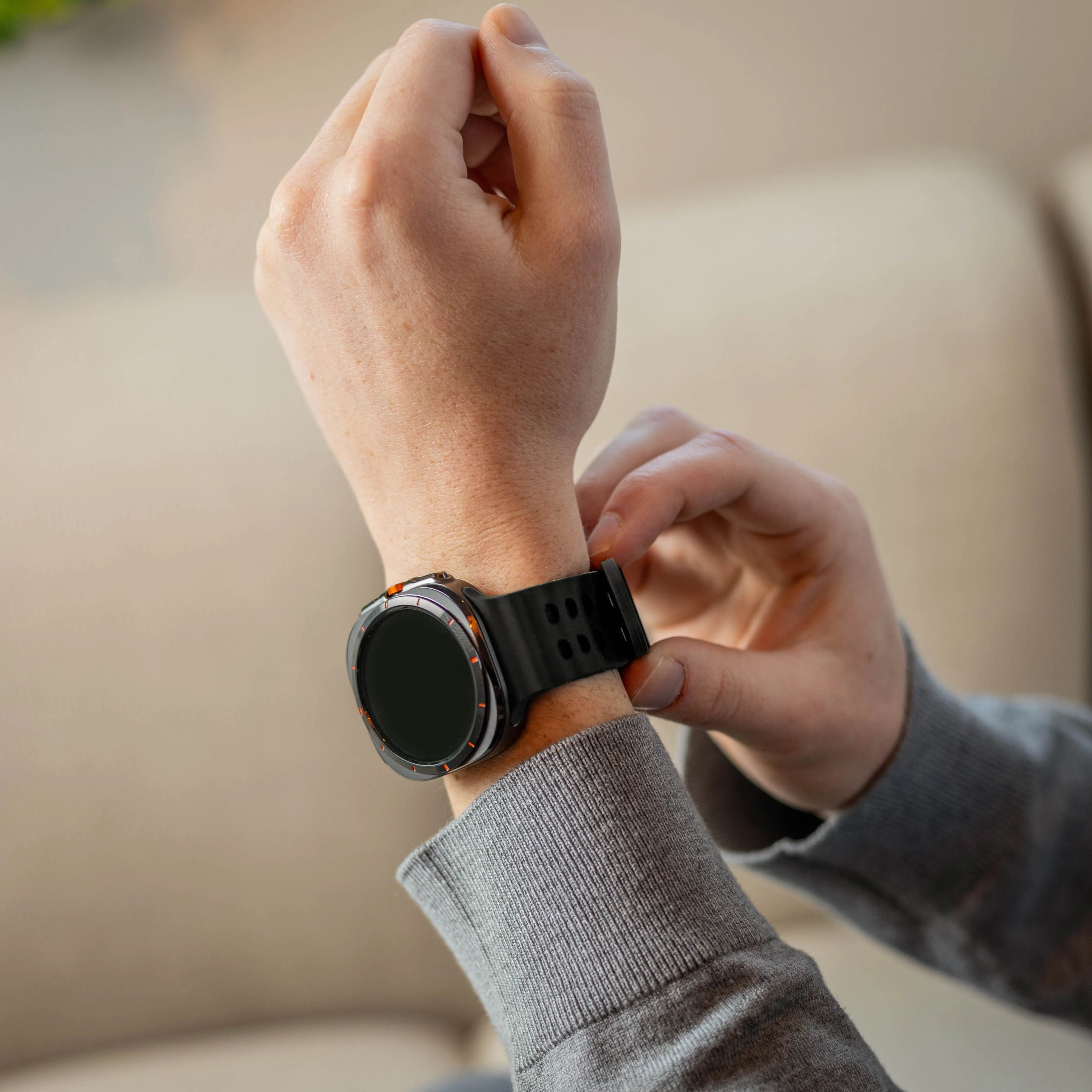 Best-Selling Samsung Galaxy Watch Ultra Wave Silicone Strap (Gray/Black)  Going Fast!