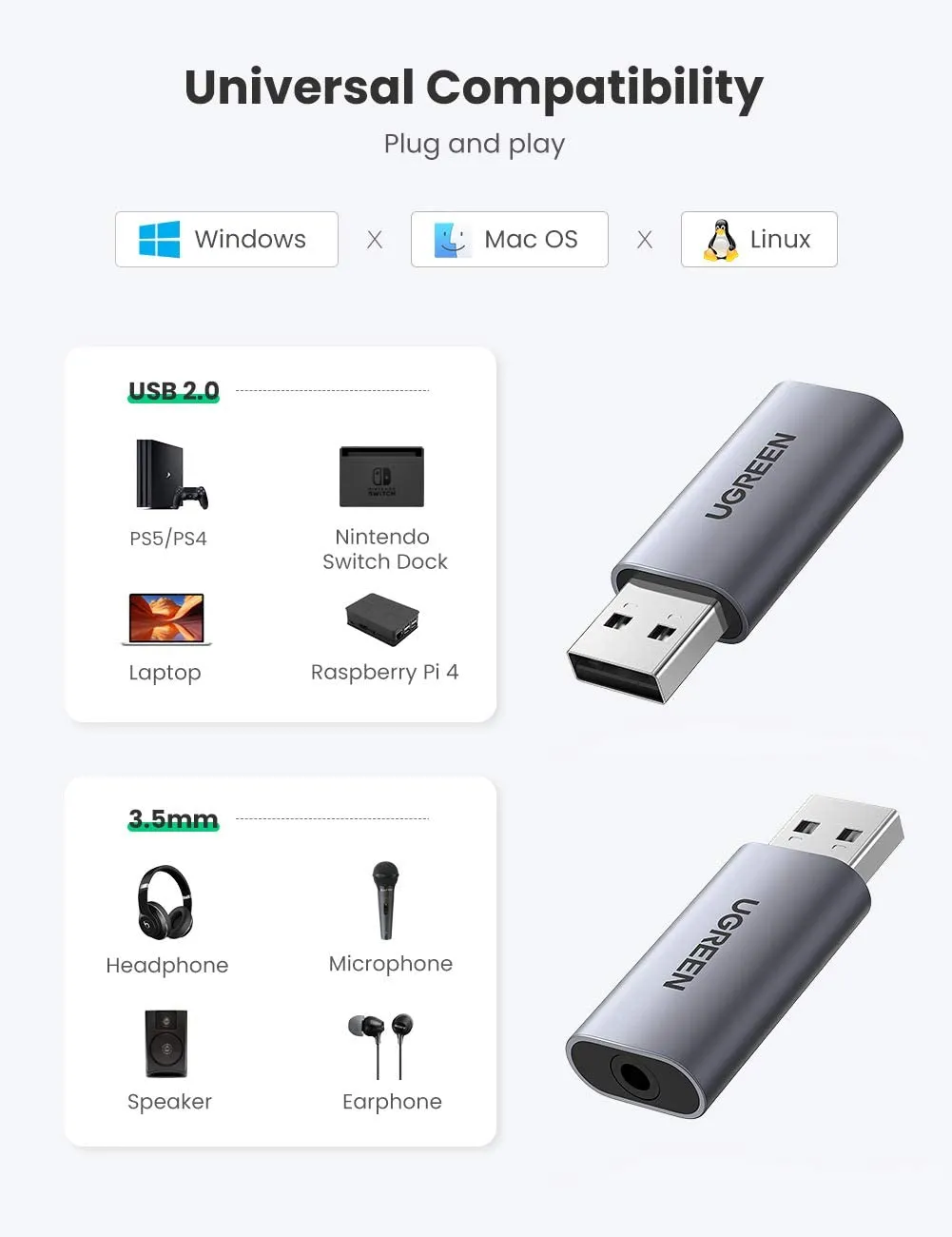 Best-Selling UGREEN USB to Audio Jack USB External Sound Card 3.5mm Audio Adapter  Limited Availability!