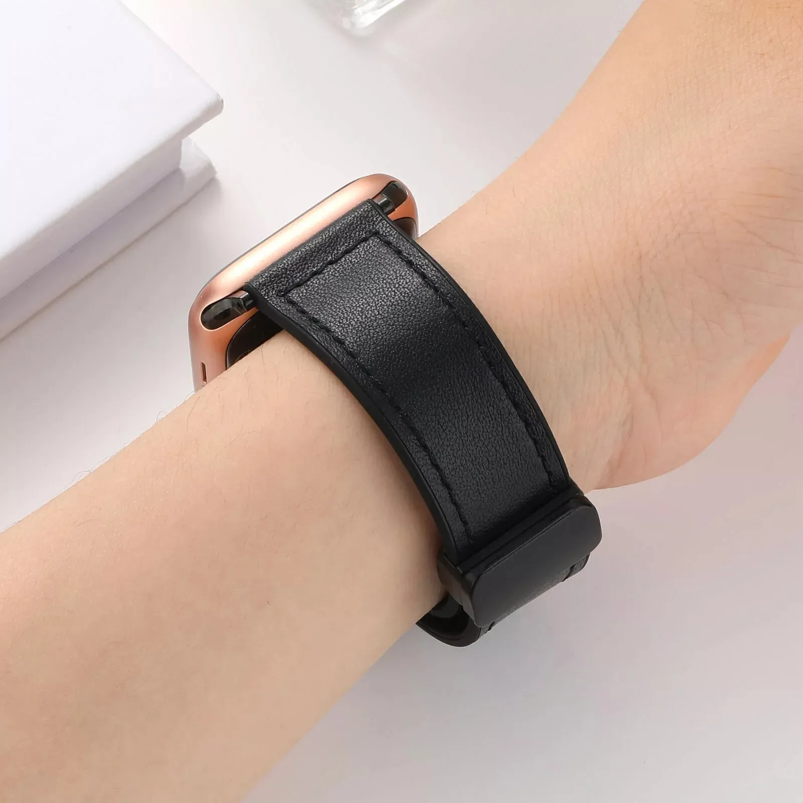 Bestseller Apple Watch D-Buckle Leather Strap (Black)  Limited Stock!