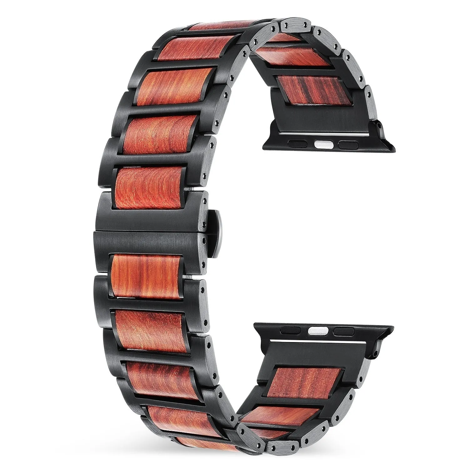 Bestseller Apple Watch Steel/Wood Strap (Black/Brown)  Today Only!