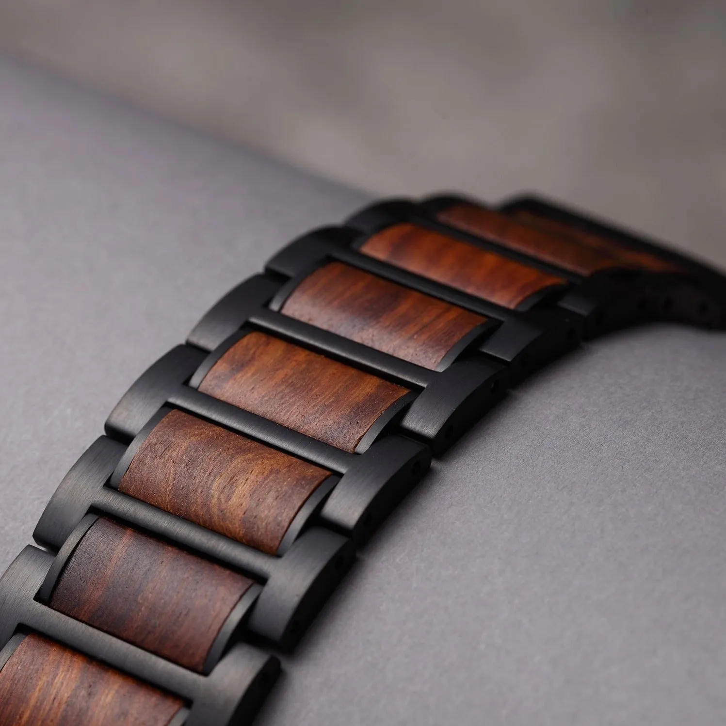 Bestseller Apple Watch Steel/Wood Strap (Black/Brown)  Today Only!