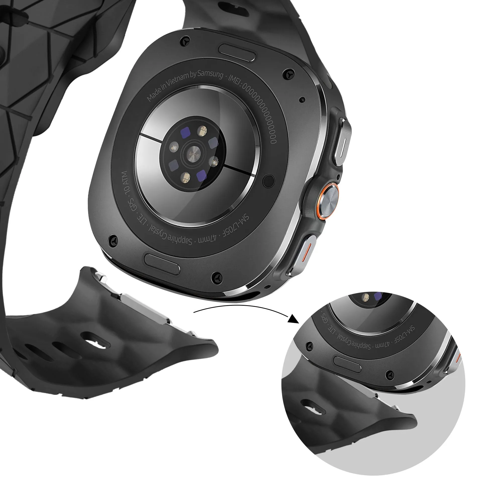 Bestseller Bandz Samsung Galaxy Watch Ultra Silicone Strap 'Hexagons' (Black)  Today Only!