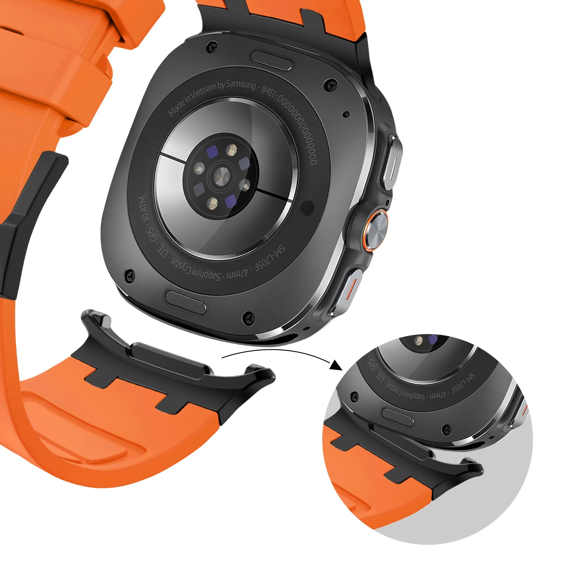 Bestseller Bandz Samsung Galaxy Watch Ultra Silicone Strap 'Luxe Liquid' (Orange with Black)  Almost Sold Out!