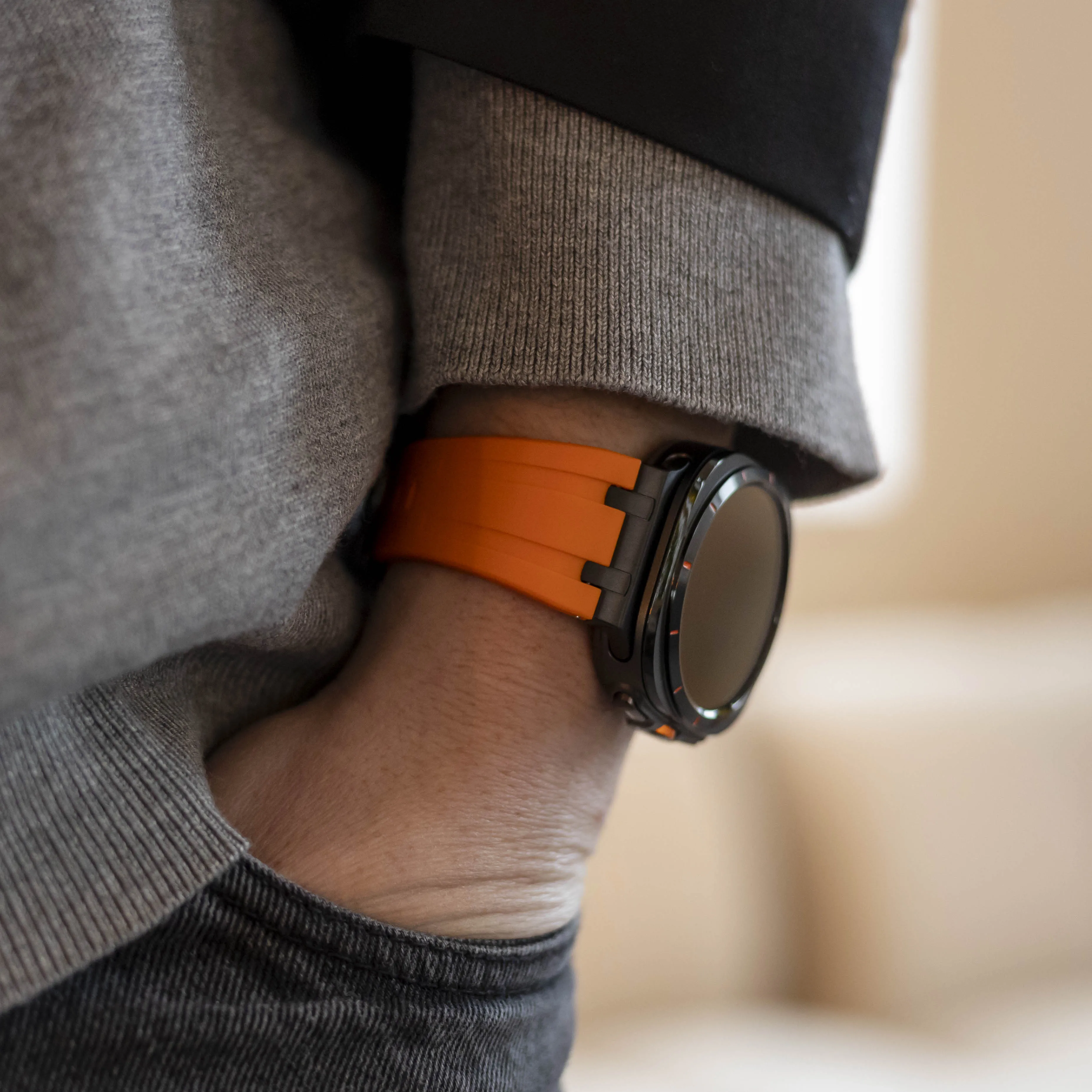 Bestseller Bandz Samsung Galaxy Watch Ultra Silicone Strap 'Luxe Liquid' (Orange with Black)  Almost Sold Out!