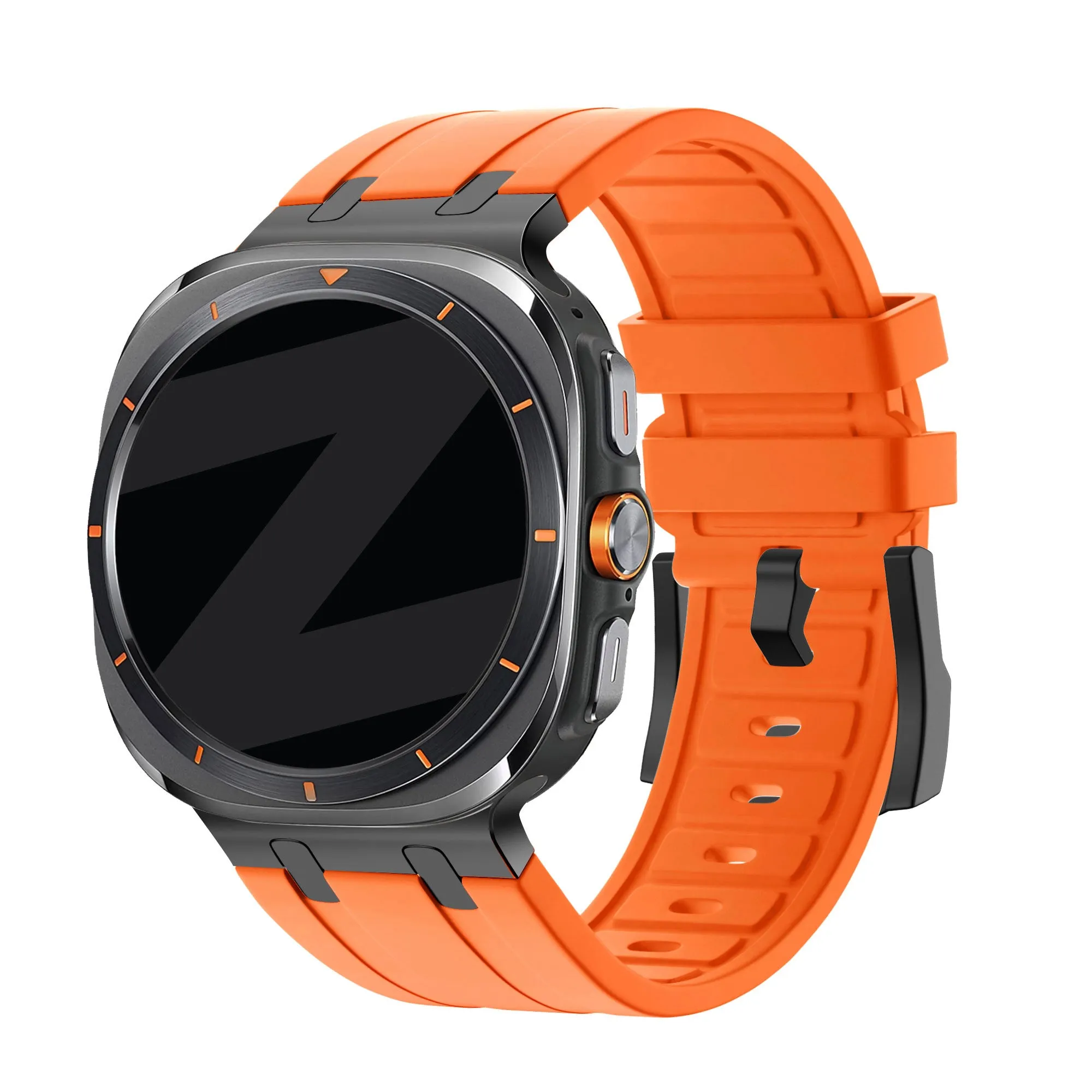 Bestseller Bandz Samsung Galaxy Watch Ultra Silicone Strap 'Luxe Liquid' (Orange with Black)  Almost Sold Out!