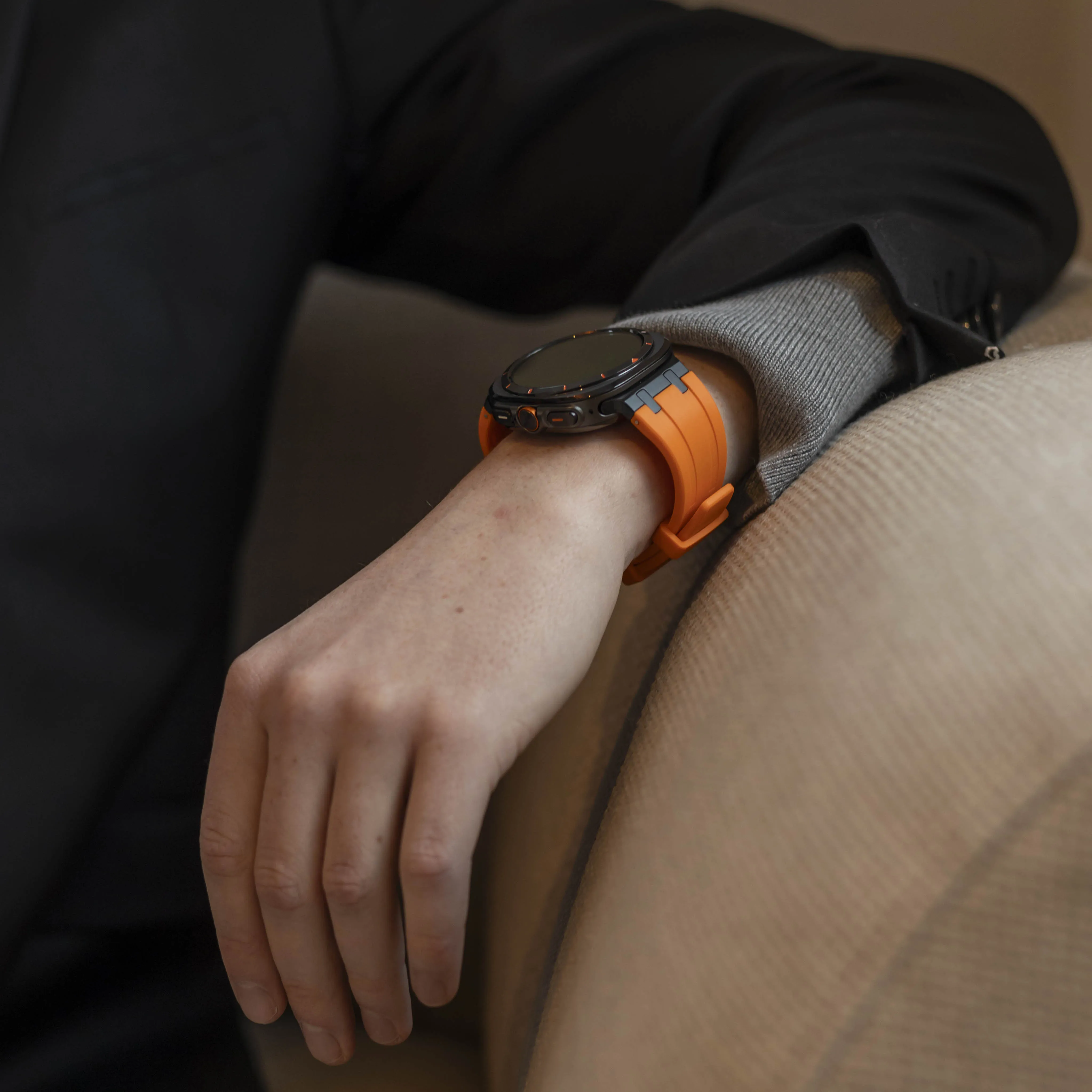 Bestseller Bandz Samsung Galaxy Watch Ultra Silicone Strap 'Luxe Liquid' (Orange with Black)  Almost Sold Out!