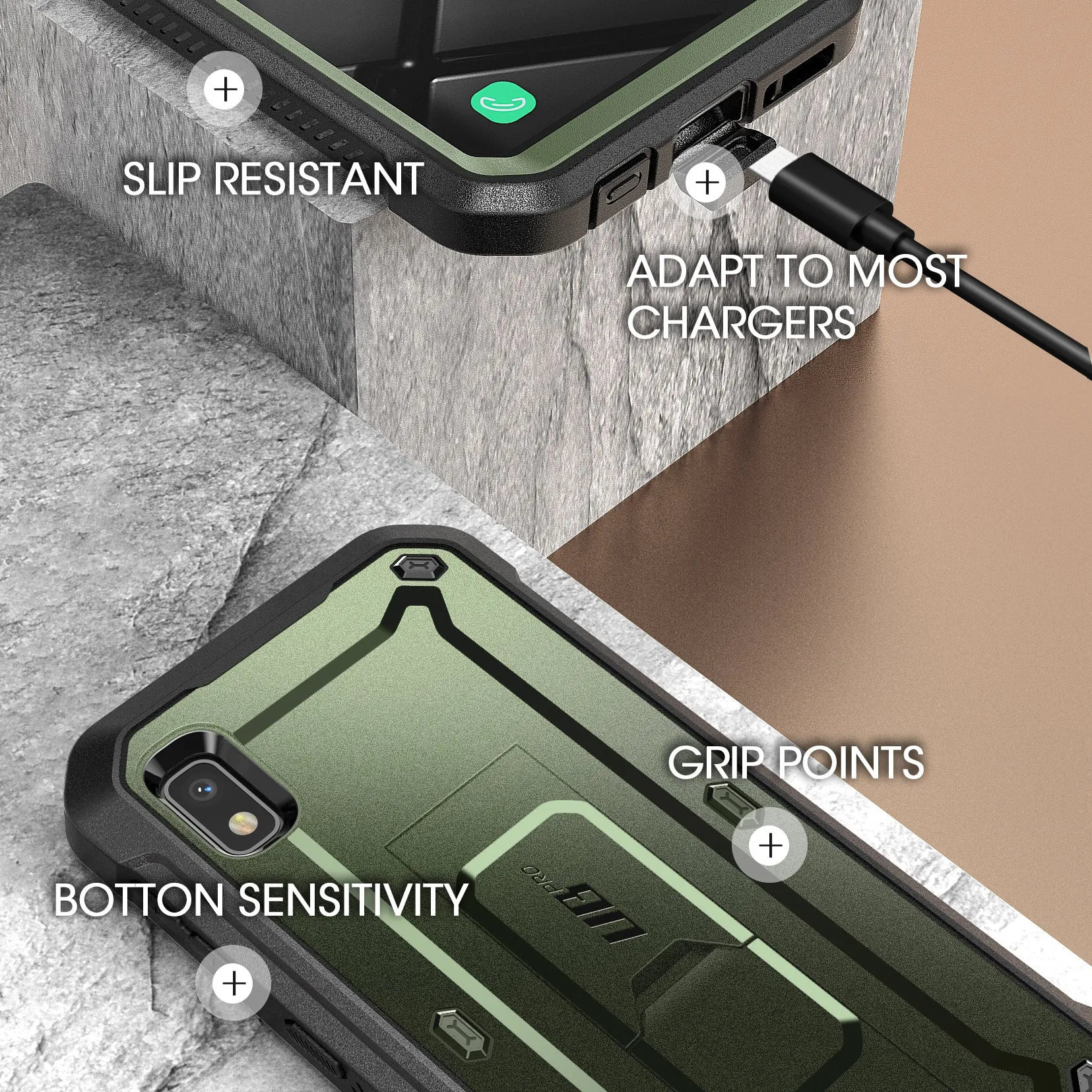Bestseller Galaxy A10e Unicorn Beetle Pro Rugged Holster Case-Dark Green  Today Only!