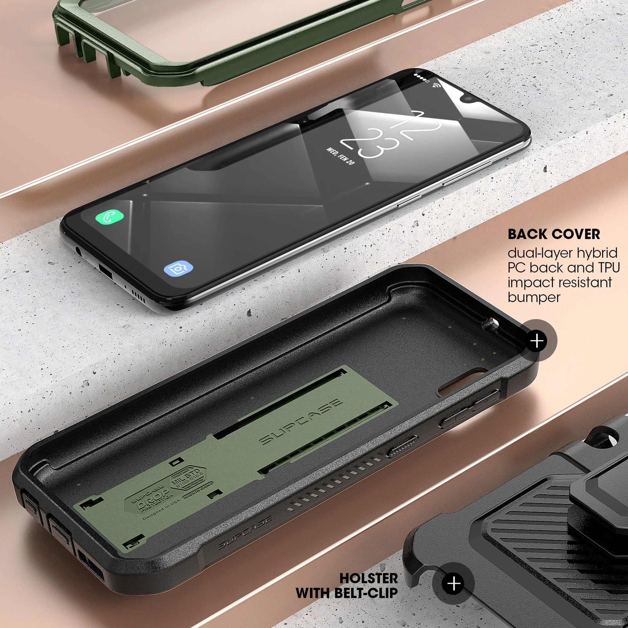Bestseller Galaxy A10e Unicorn Beetle Pro Rugged Holster Case-Dark Green  Today Only!
