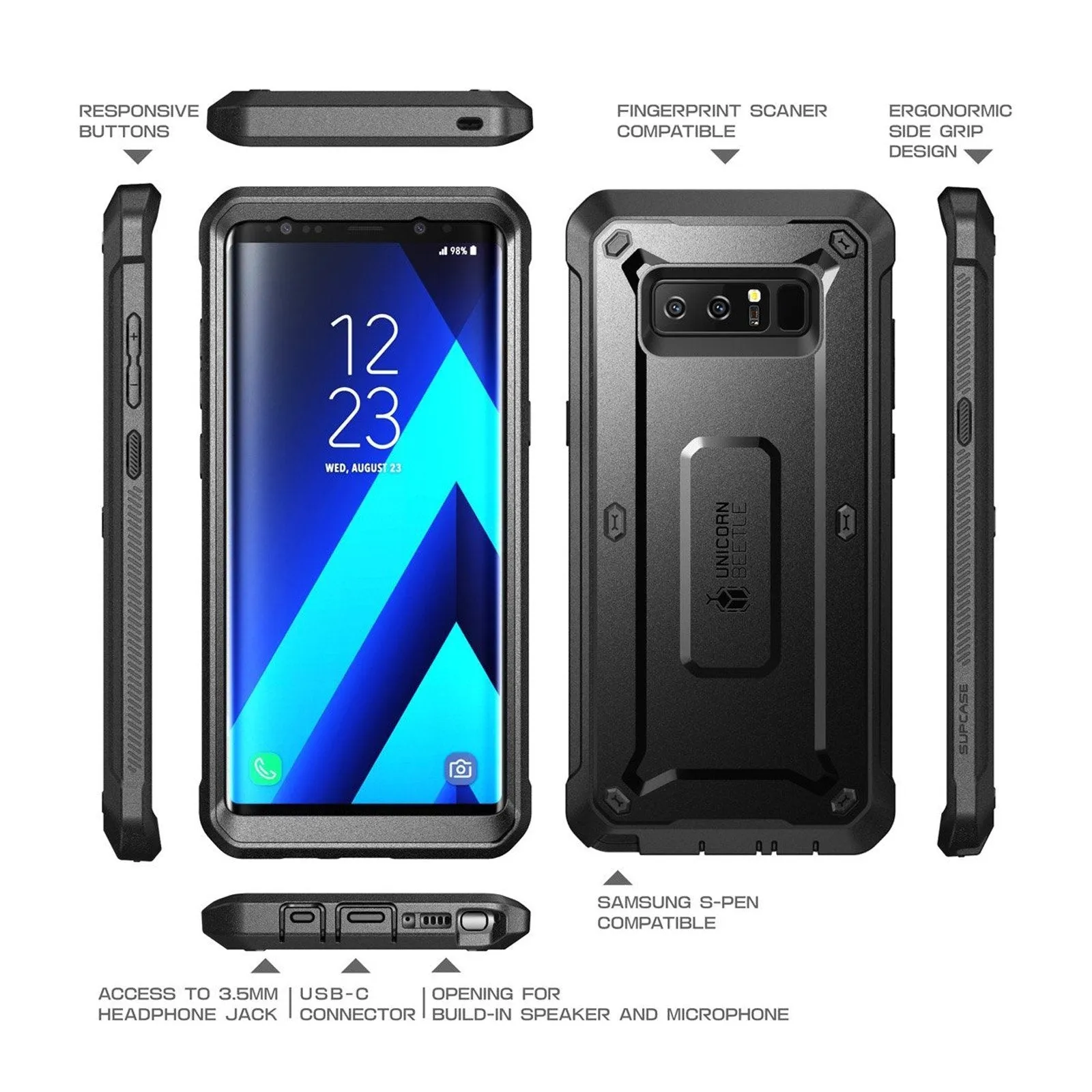 Bestseller Galaxy Note8 Unicorn Beetle Pro Full Body Rugged Holster Case-Black  Going Fast!