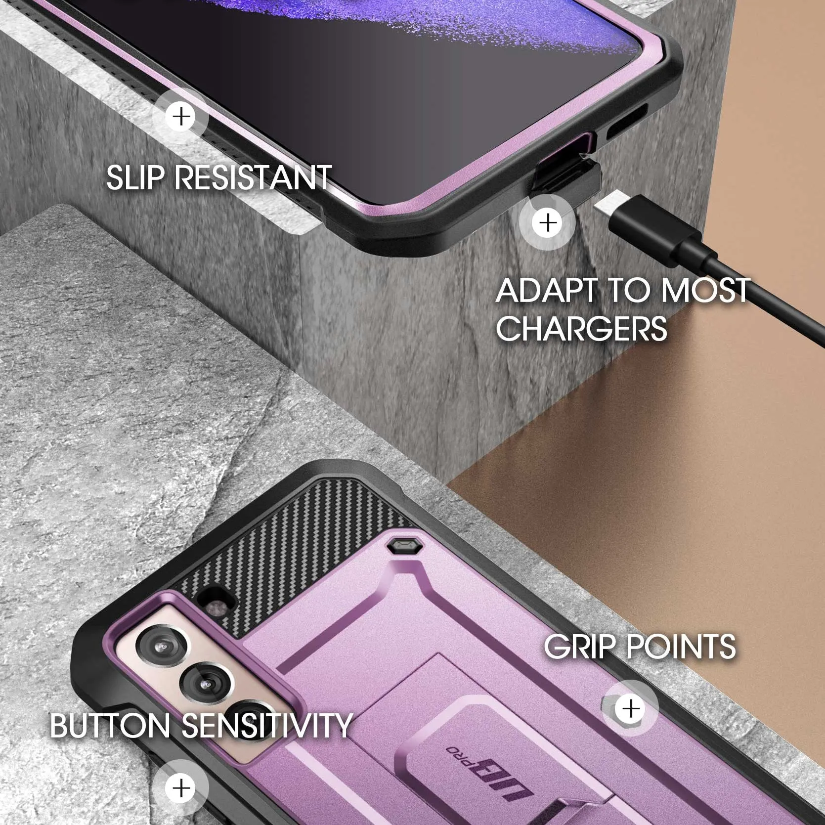 Bestseller Galaxy S21 Unicorn Beetle Pro Rugged Case-Metallic Purple  Last Few Pieces!