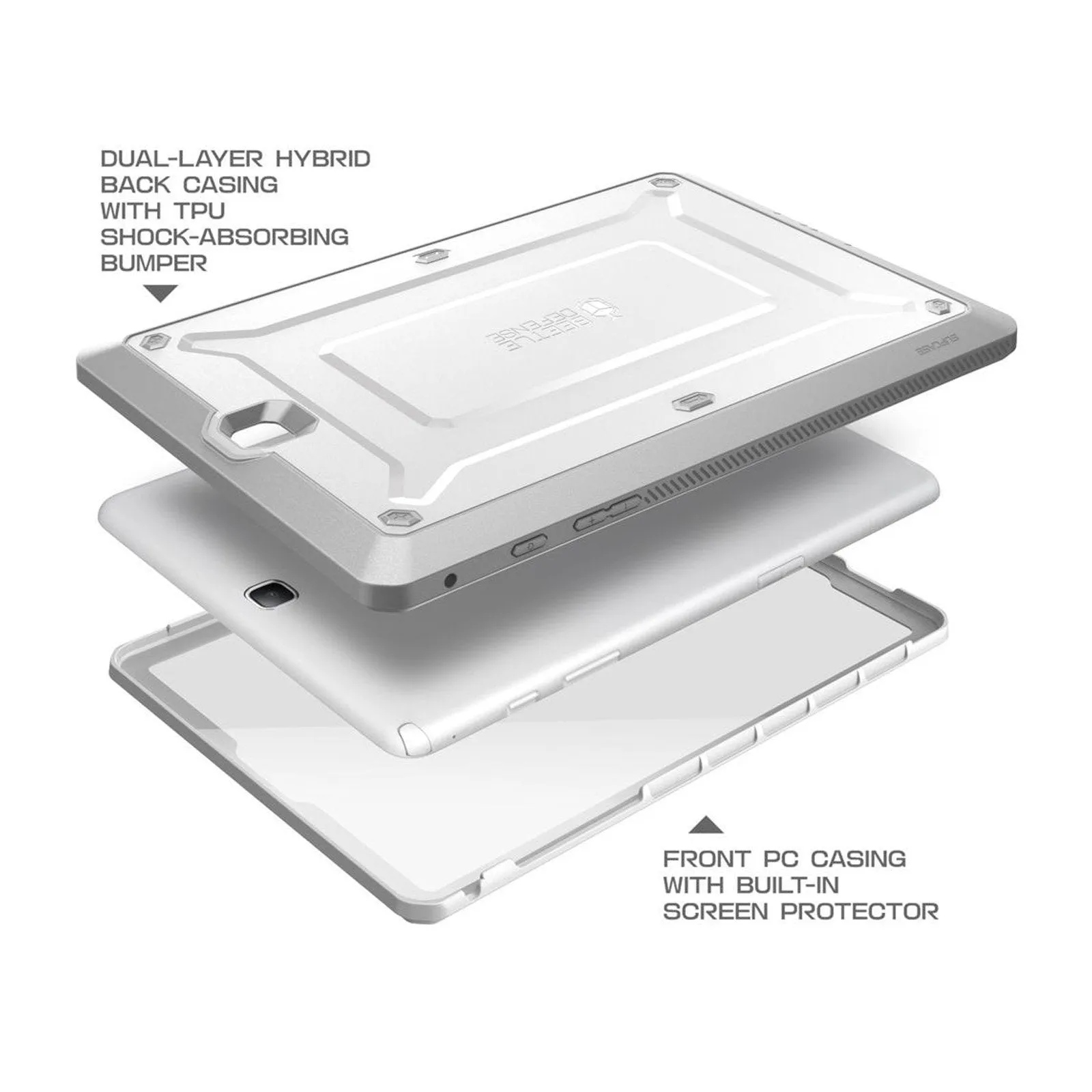 Bestseller Galaxy Tab A 8.0 inch (2016) Unicorn Beetle Pro Rugged Case with Built-in Screen Protector-White  Limited Availability!