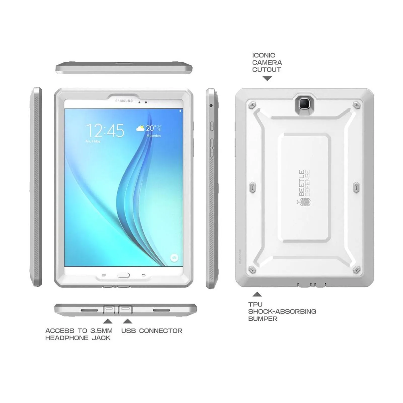 Bestseller Galaxy Tab A 8.0 inch (2016) Unicorn Beetle Pro Rugged Case with Built-in Screen Protector-White  Limited Availability!