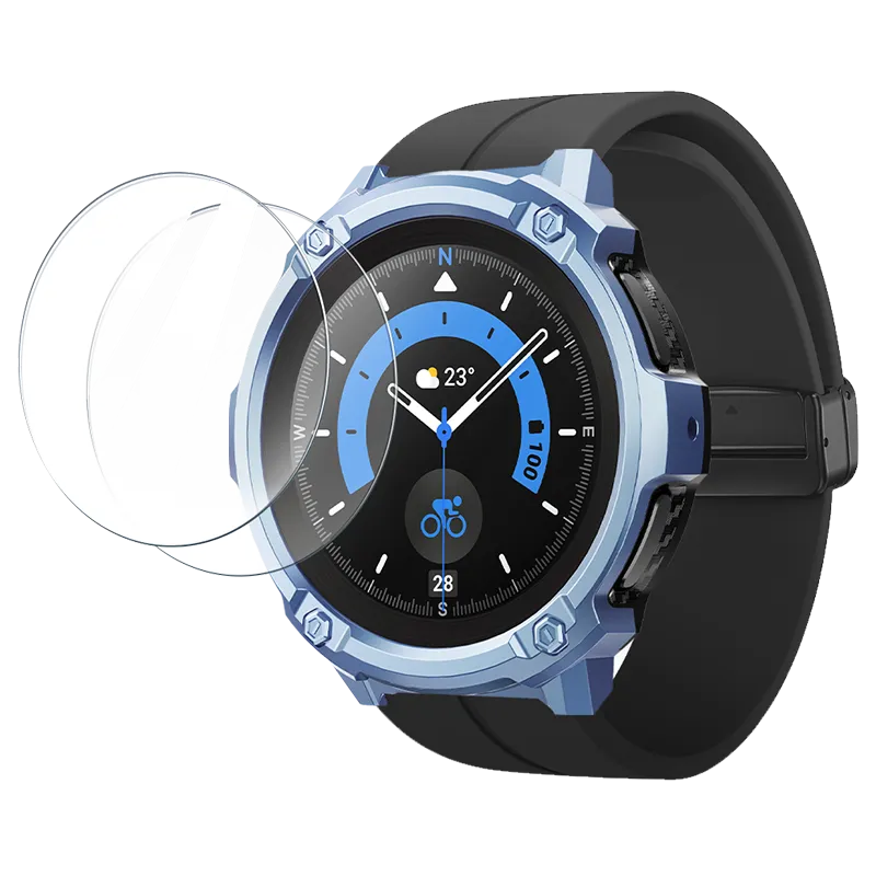 Bestseller Galaxy Watch5 Pro 45mm Unicorn Beetle Rugged Case with Glass Screen Protectors-Metallic Blue  Limited Release!