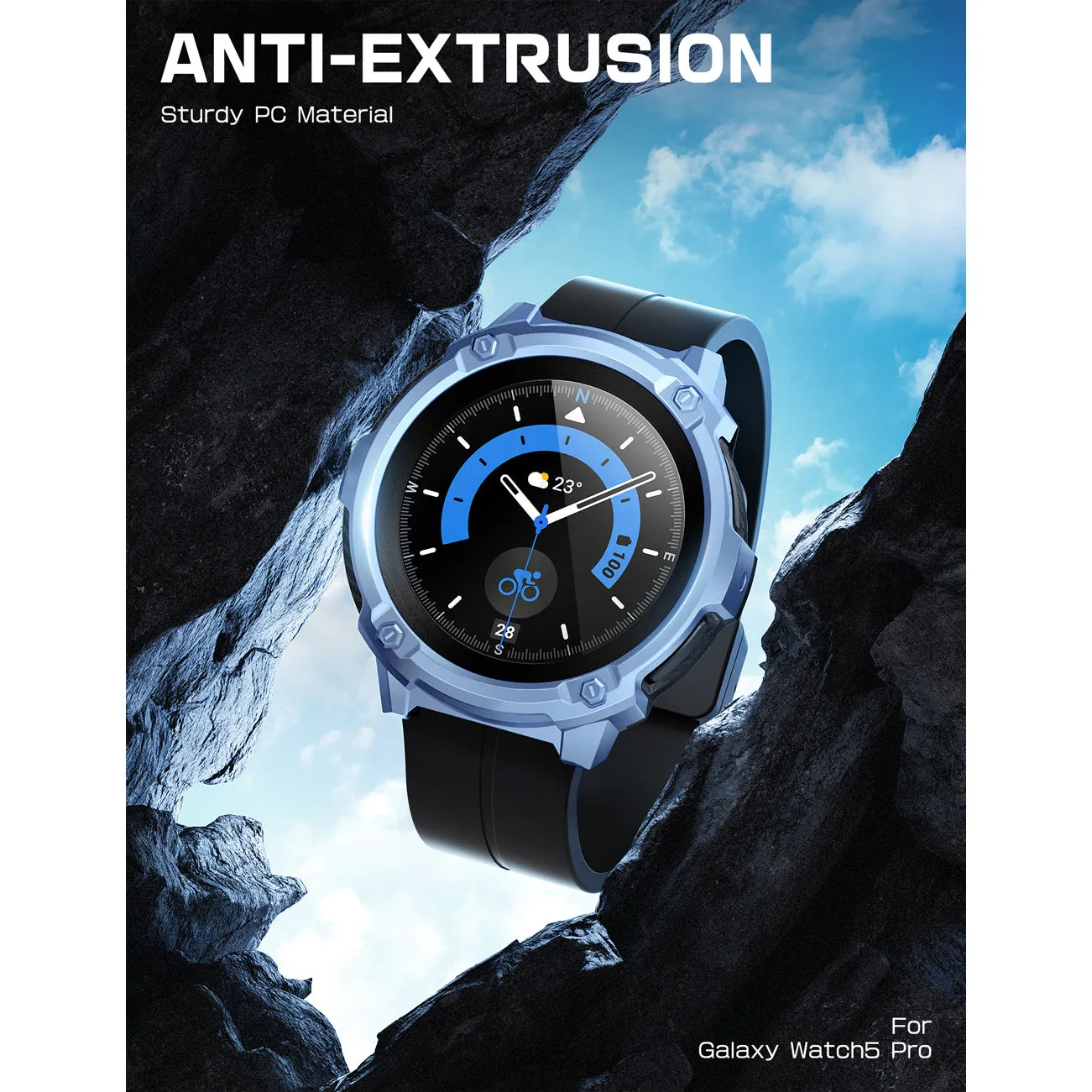Bestseller Galaxy Watch5 Pro 45mm Unicorn Beetle Rugged Case with Glass Screen Protectors-Metallic Blue  Limited Release!