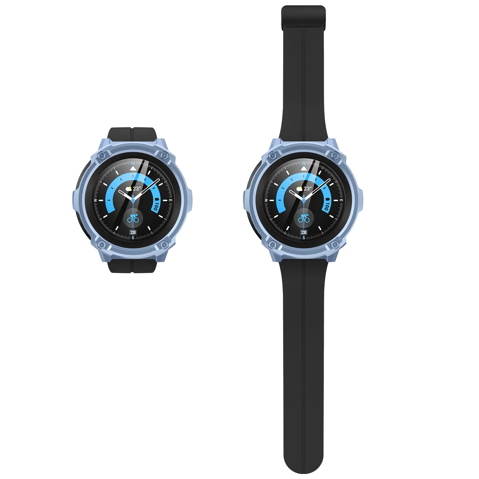 Bestseller Galaxy Watch5 Pro 45mm Unicorn Beetle Rugged Case with Glass Screen Protectors-Metallic Blue  Limited Release!