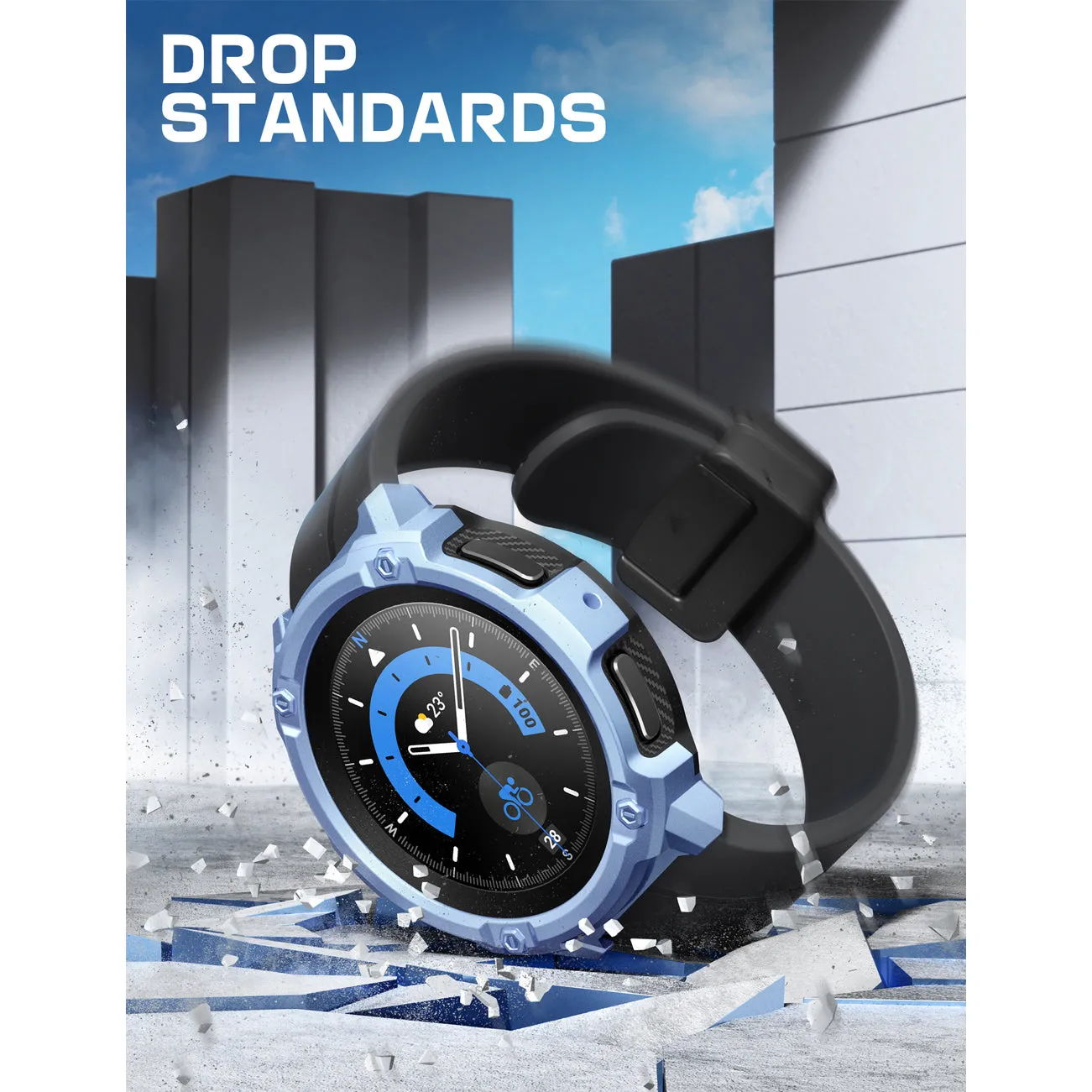 Bestseller Galaxy Watch5 Pro 45mm Unicorn Beetle Rugged Case with Glass Screen Protectors-Metallic Blue  Limited Release!