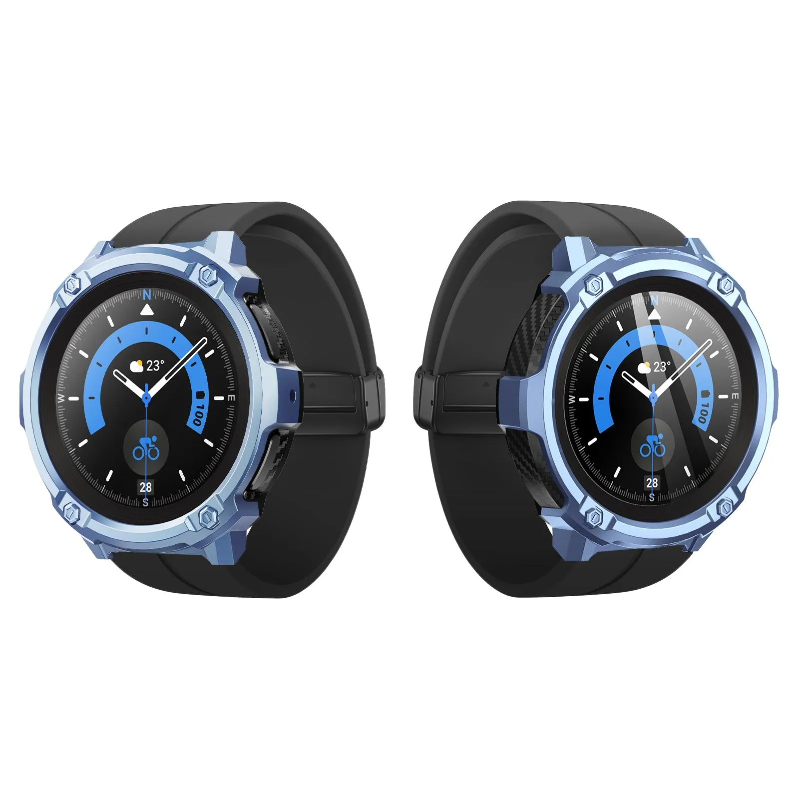 Bestseller Galaxy Watch5 Pro 45mm Unicorn Beetle Rugged Case with Glass Screen Protectors-Metallic Blue  Limited Release!