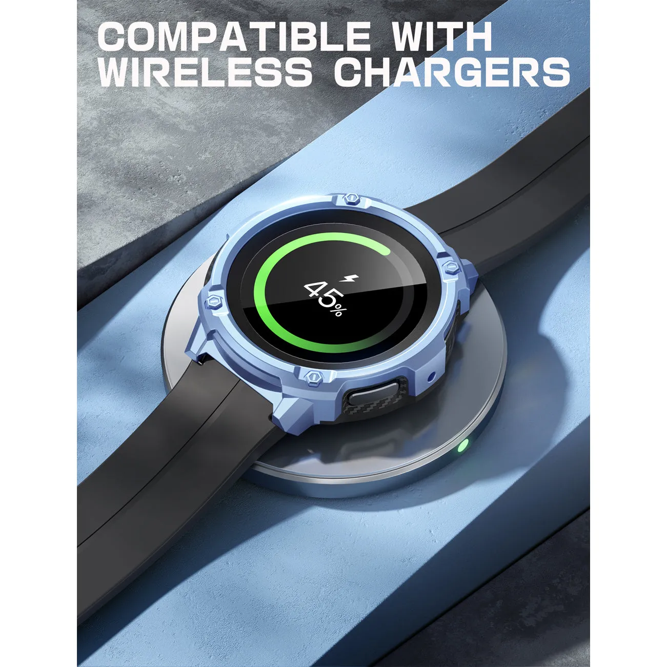 Bestseller Galaxy Watch5 Pro 45mm Unicorn Beetle Rugged Case with Glass Screen Protectors-Metallic Blue  Limited Release!