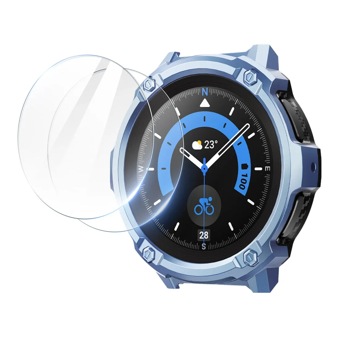 Bestseller Galaxy Watch5 Pro 45mm Unicorn Beetle Rugged Case with Glass Screen Protectors-Metallic Blue  Limited Release!