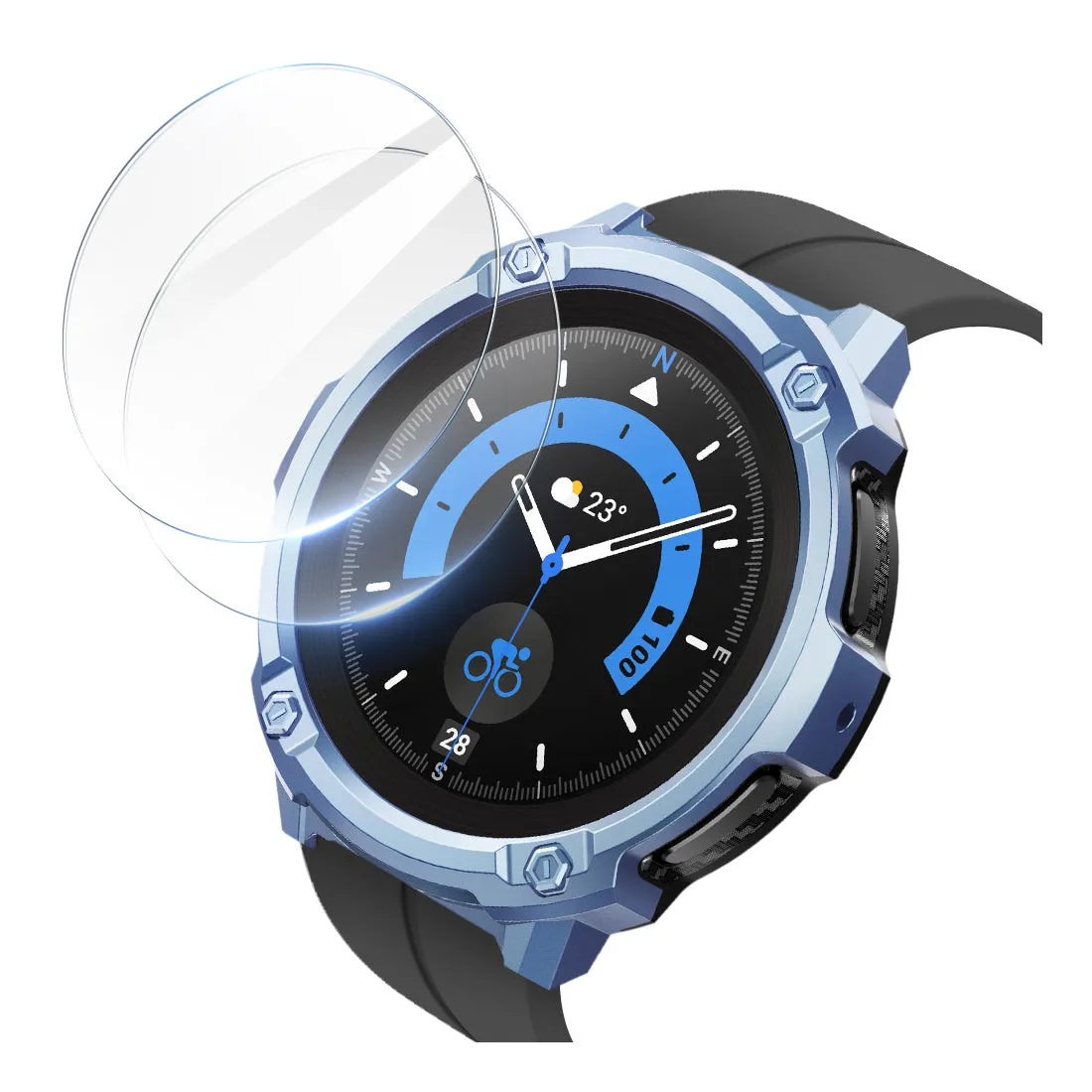 Bestseller Galaxy Watch5 Pro 45mm Unicorn Beetle Rugged Case with Glass Screen Protectors-Metallic Blue  Limited Release!