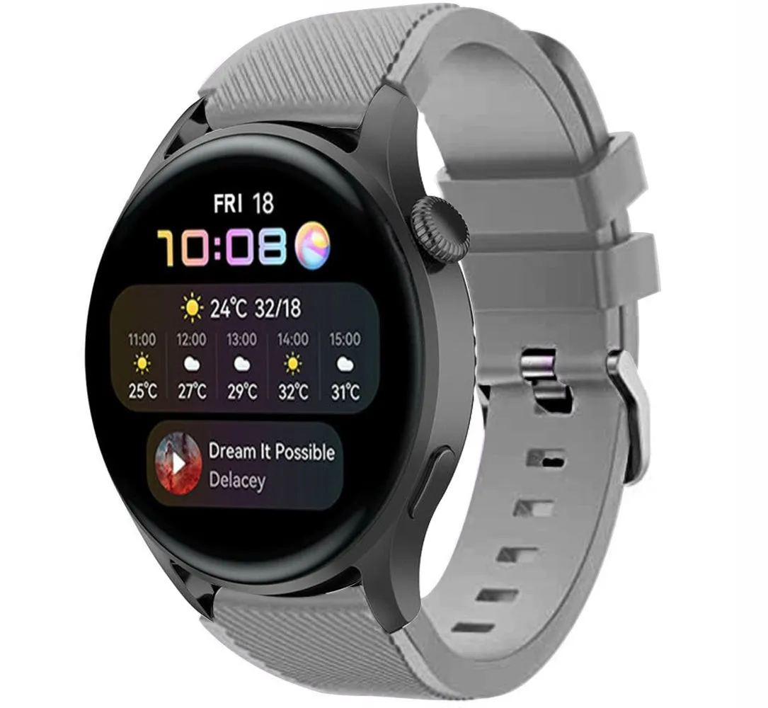 Bestseller Huawei Watch 3 (Pro) Silicone Strap with Buckle (Grey)  Limited Release!
