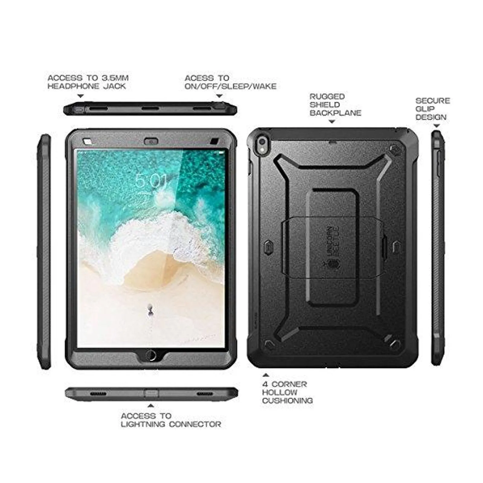 Bestseller iPad Pro 10.5 inch (2017) Unicorn Beetle Rugged Case with Screen Protector-Black  Last Chance!