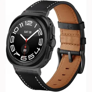 Bestseller Samsung Galaxy Watch Ultra Buckled Leather Strap (Black)  Limited Stock!