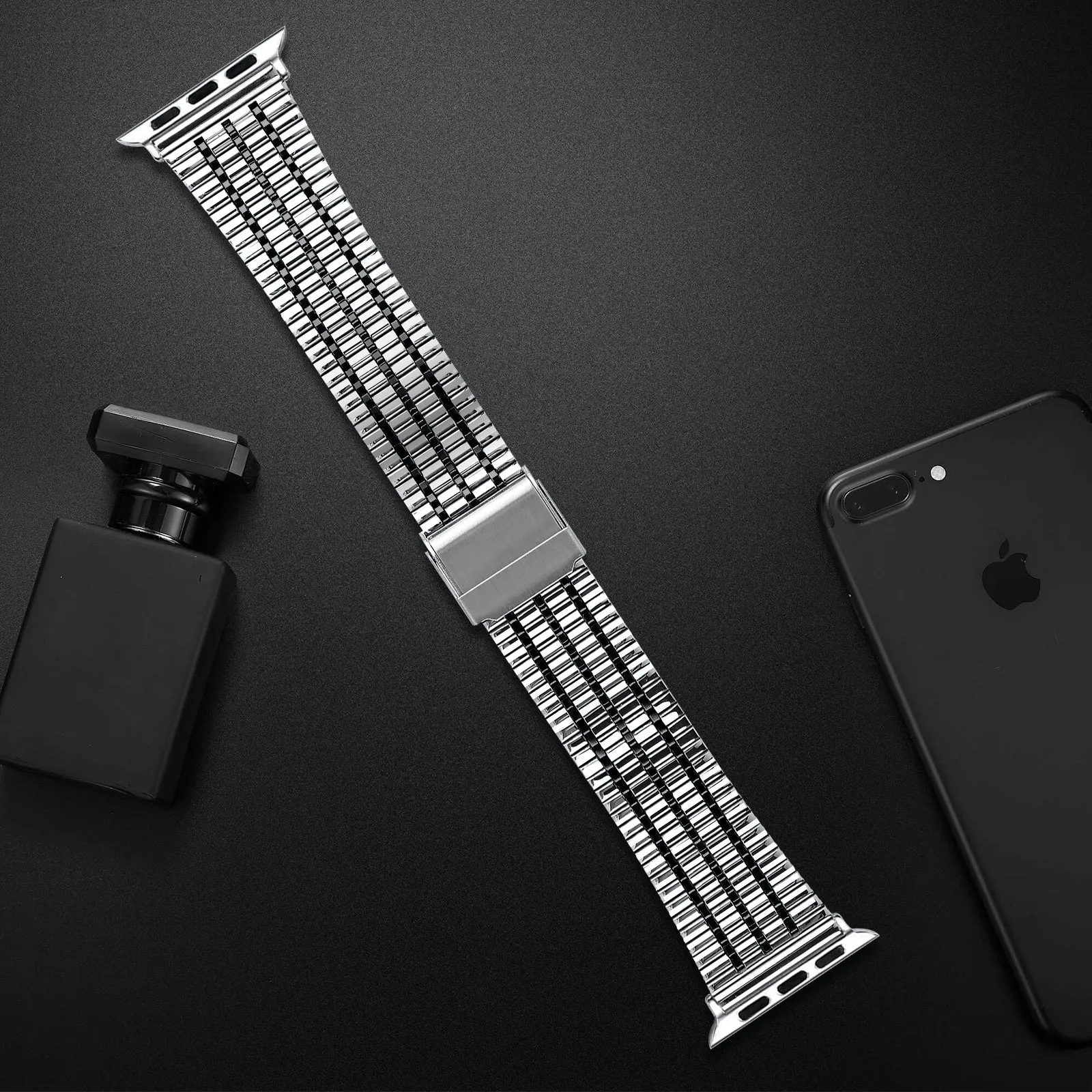 BestSelling Apple Watch Fine Steel Strap (Silver/Black)  Last Few Pieces!