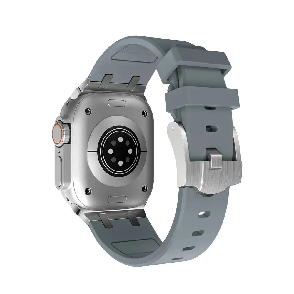 BestSelling Apple Watch Luxury Liquid Silicone Strap (Dark Grey/Silver)  Last Few Pieces!